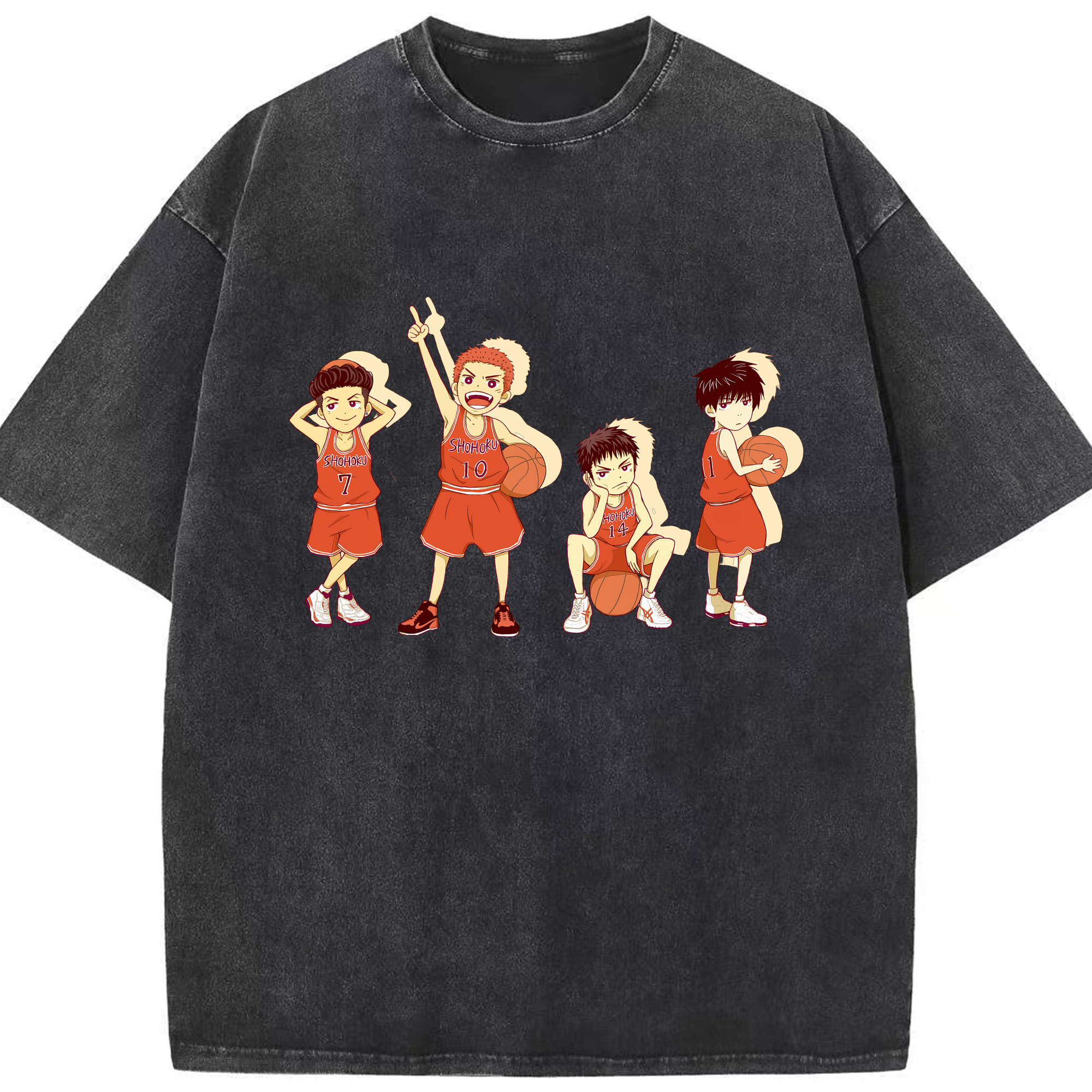 （画像用） SLAM DUNK／スラムダンク 綿100% ヴィンテージ風 半袖Tシャツ（フロントプリント）