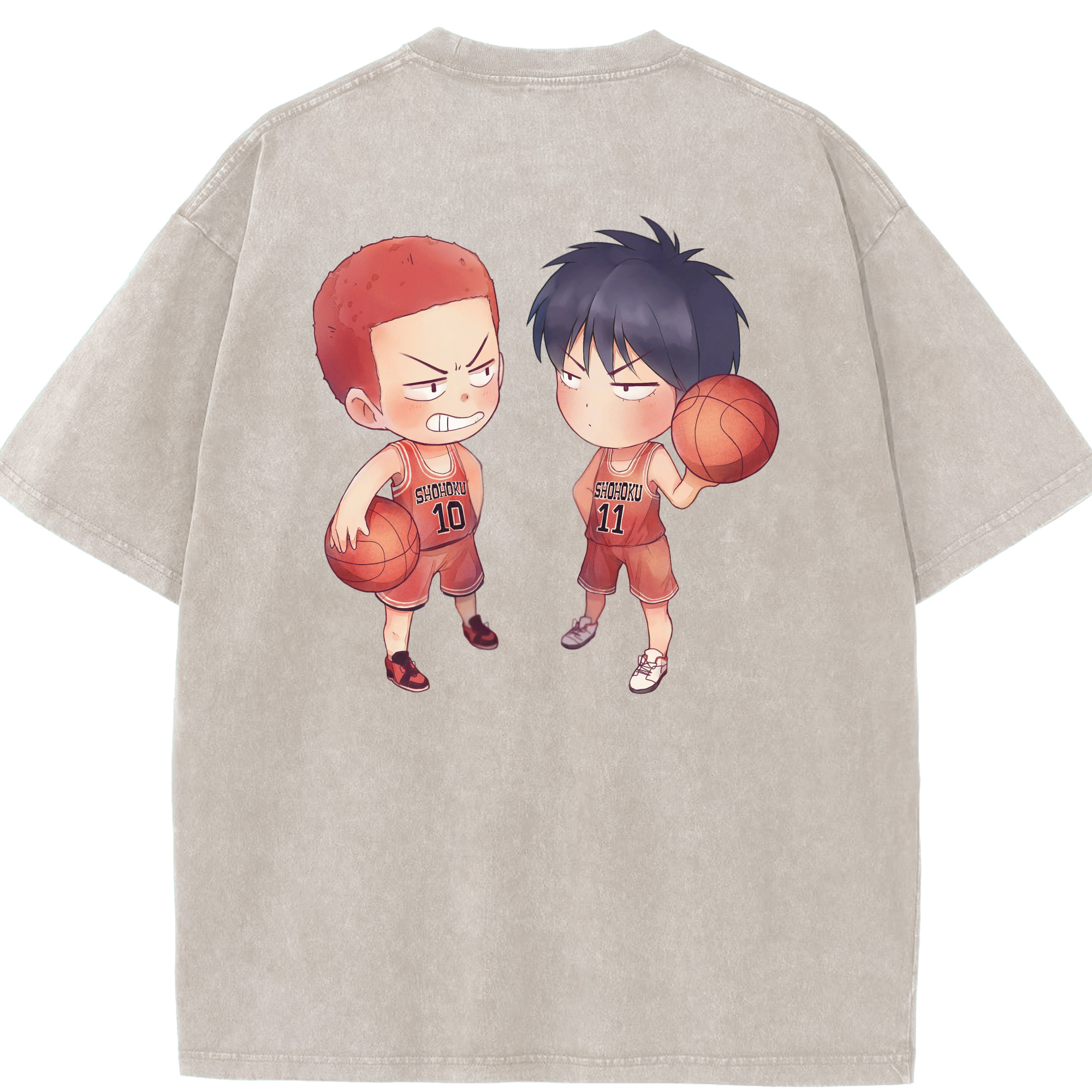SLAM DUNK／スラムダンク 綿100% ヴィンテージ風 半袖Tシャツ（背面プリント）