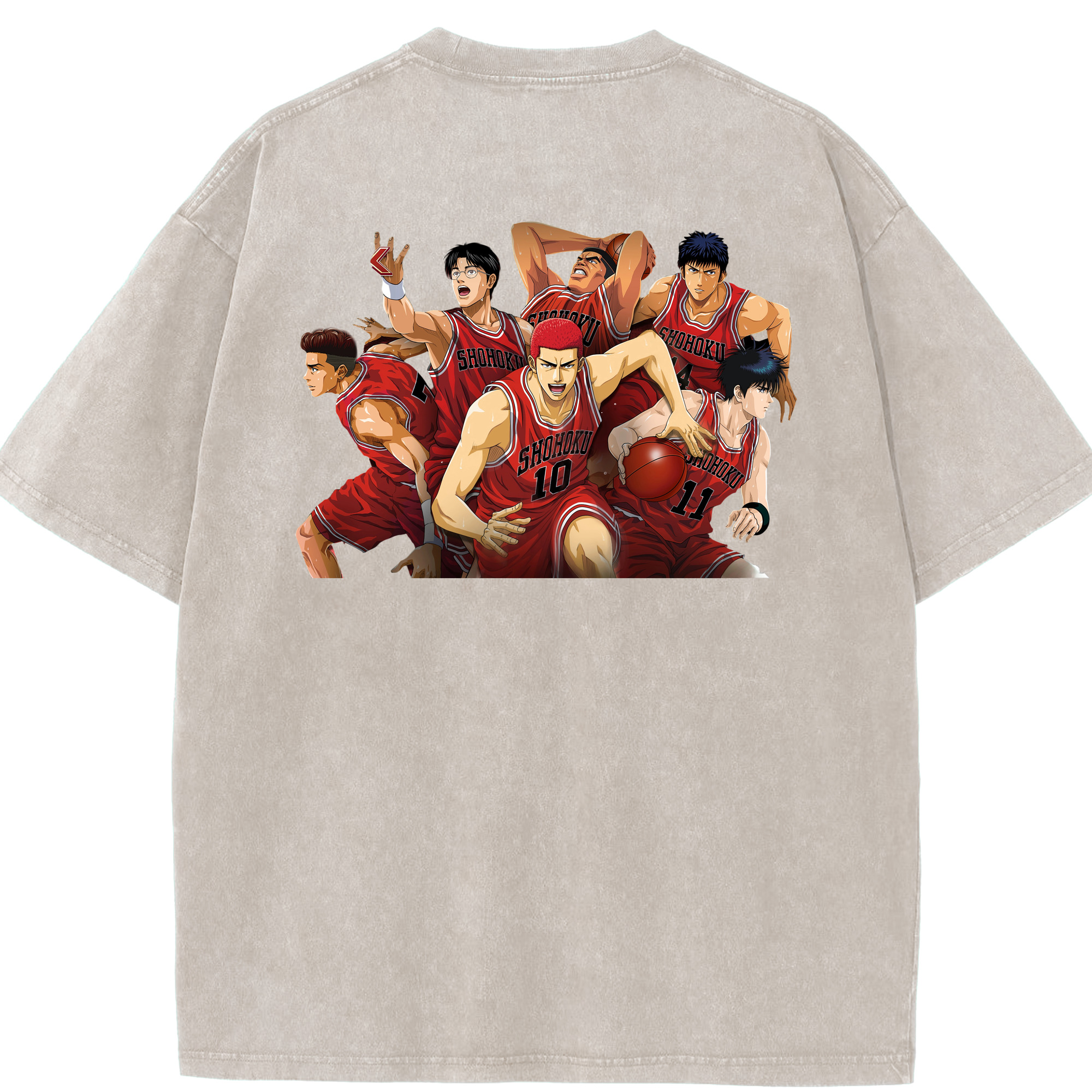 SLAM DUNK／スラムダンク 綿100% ヴィンテージ風 半袖Tシャツ（背面プリント）