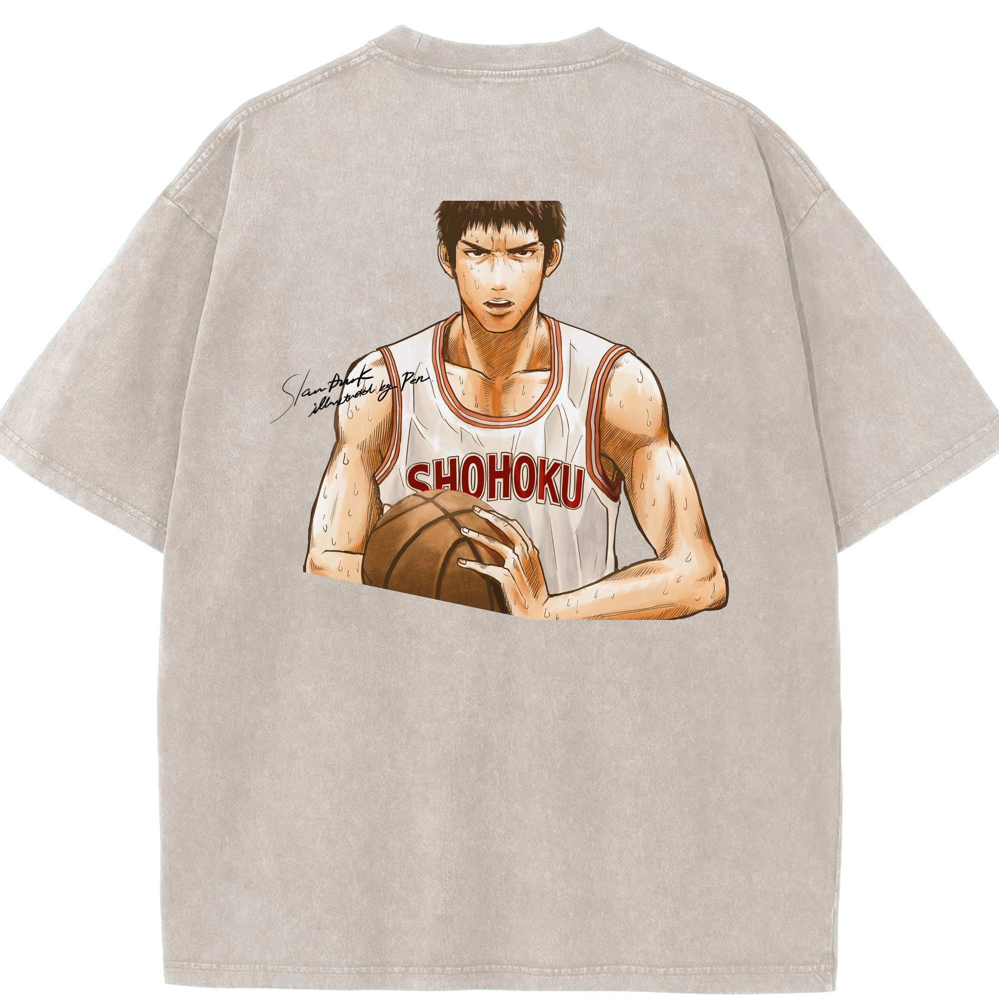SLAM DUNK／スラムダンク 綿100% ヴィンテージ風 半袖Tシャツ（背面プリント）