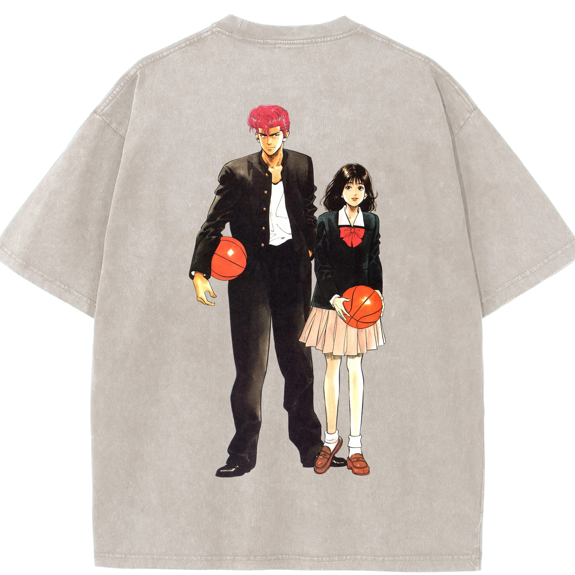 SLAM DUNK／スラムダンク 綿100% ヴィンテージ風 半袖Tシャツ（背面プリント）