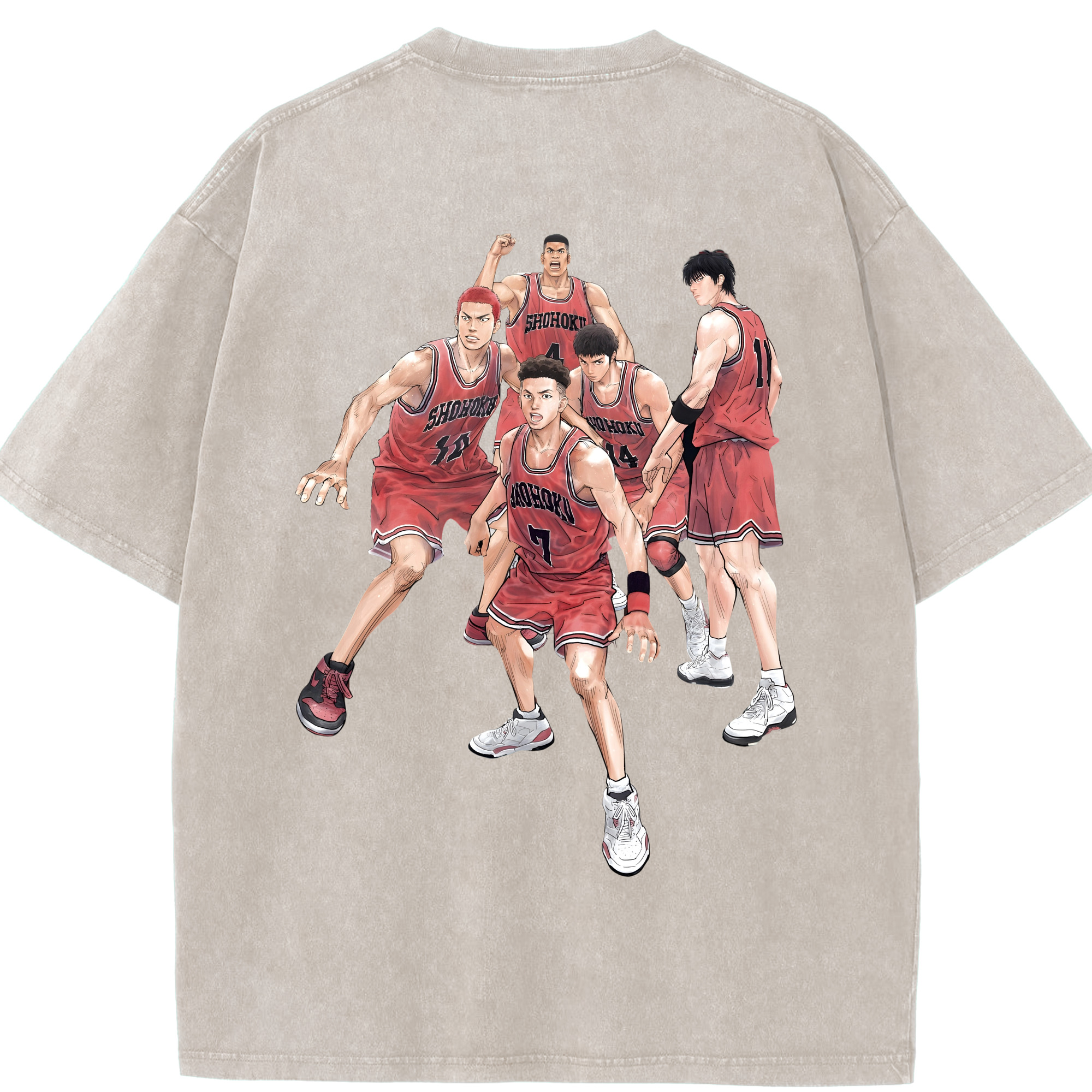 SLAM DUNK／スラムダンク 綿100% ヴィンテージ風 半袖Tシャツ（背面プリント）