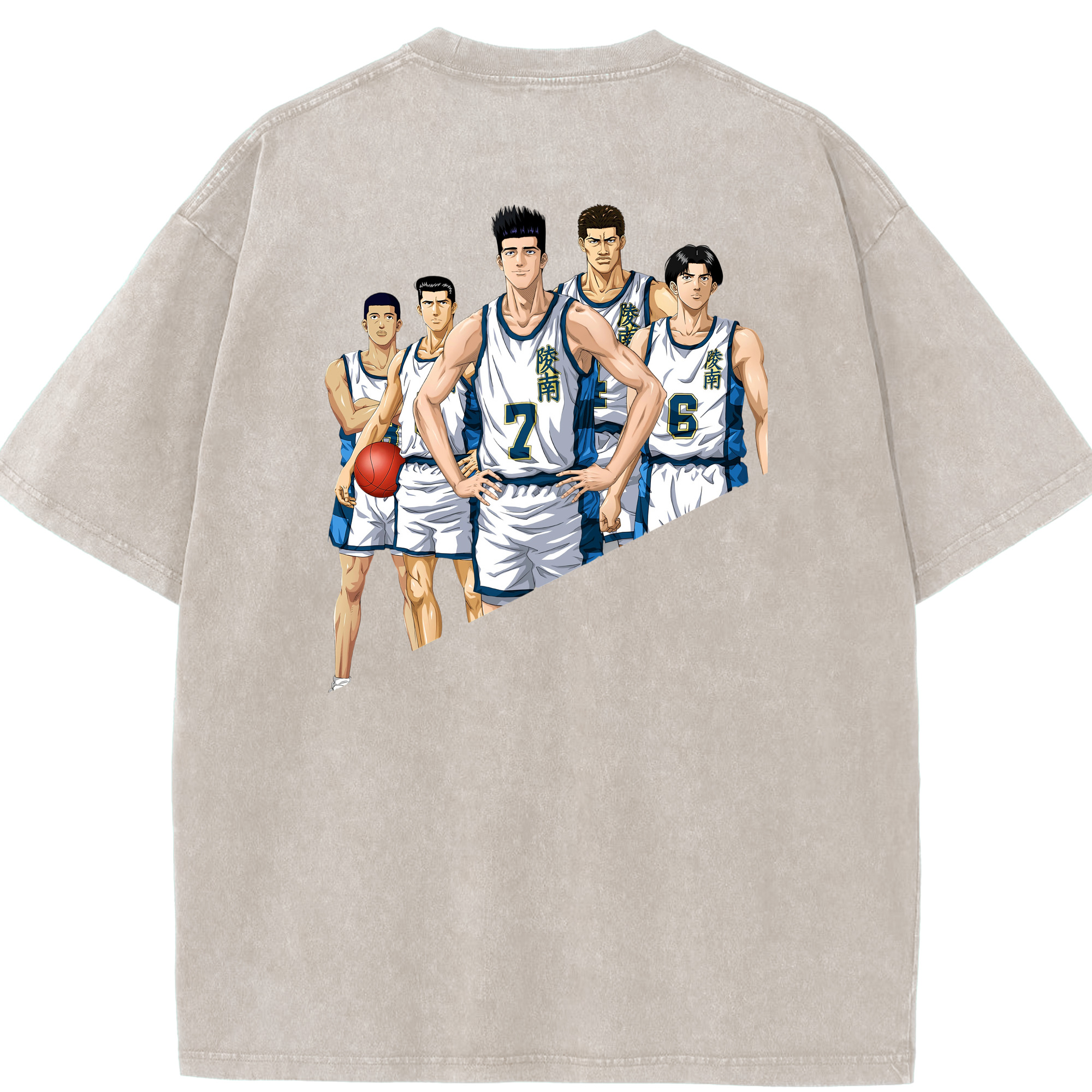 SLAM DUNK／スラムダンク 綿100% ヴィンテージ風 半袖Tシャツ（背面プリント）