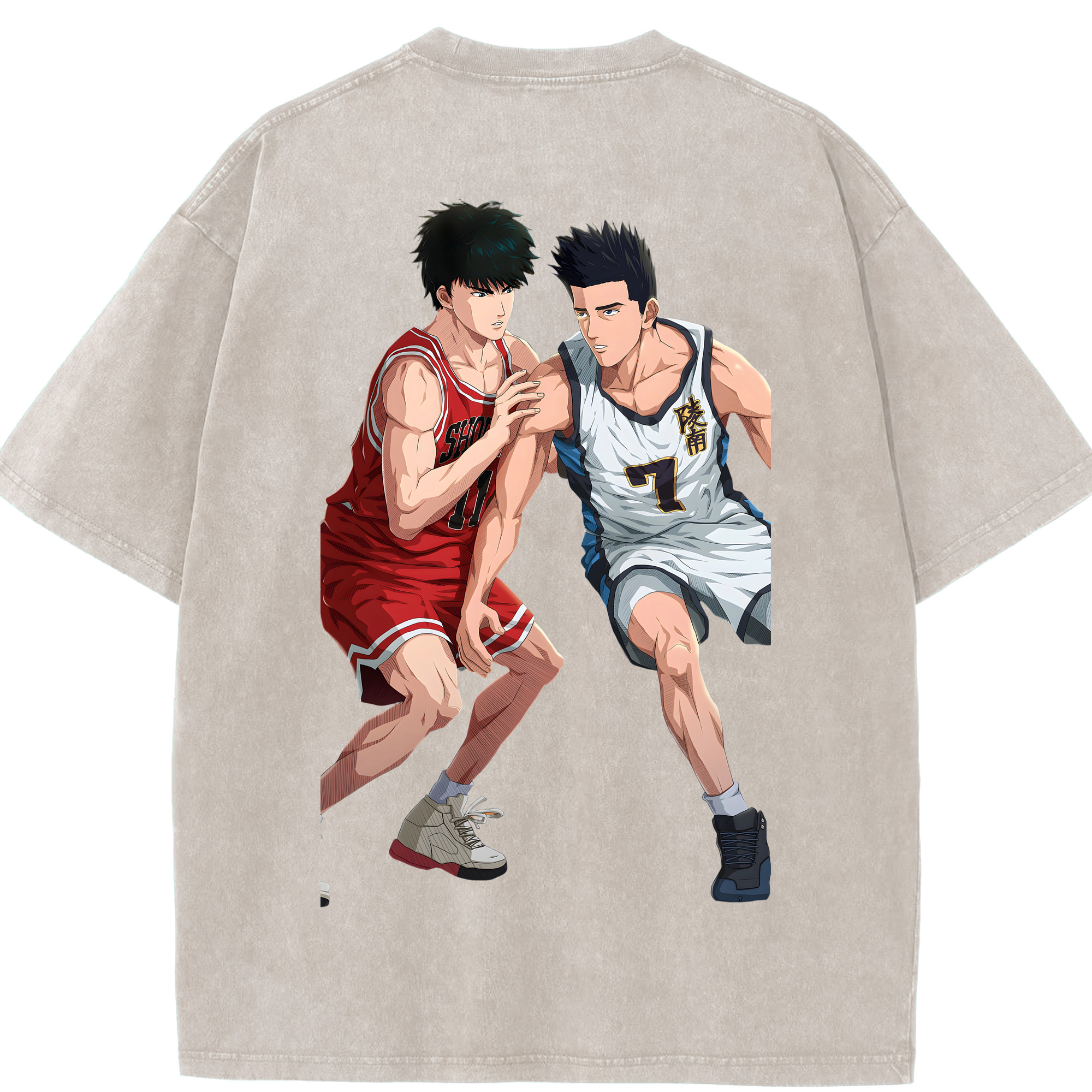 SLAM DUNK／スラムダンク 綿100% ヴィンテージ風 半袖Tシャツ（背面プリント）