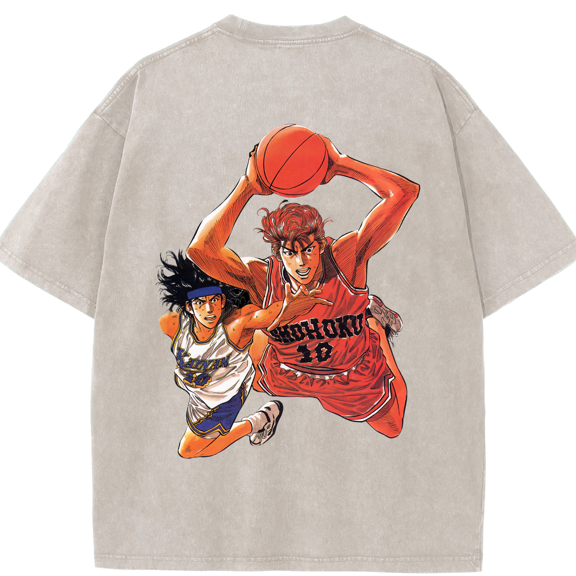 SLAM DUNK／スラムダンク 綿100% ヴィンテージ風 半袖Tシャツ（背面プリント）