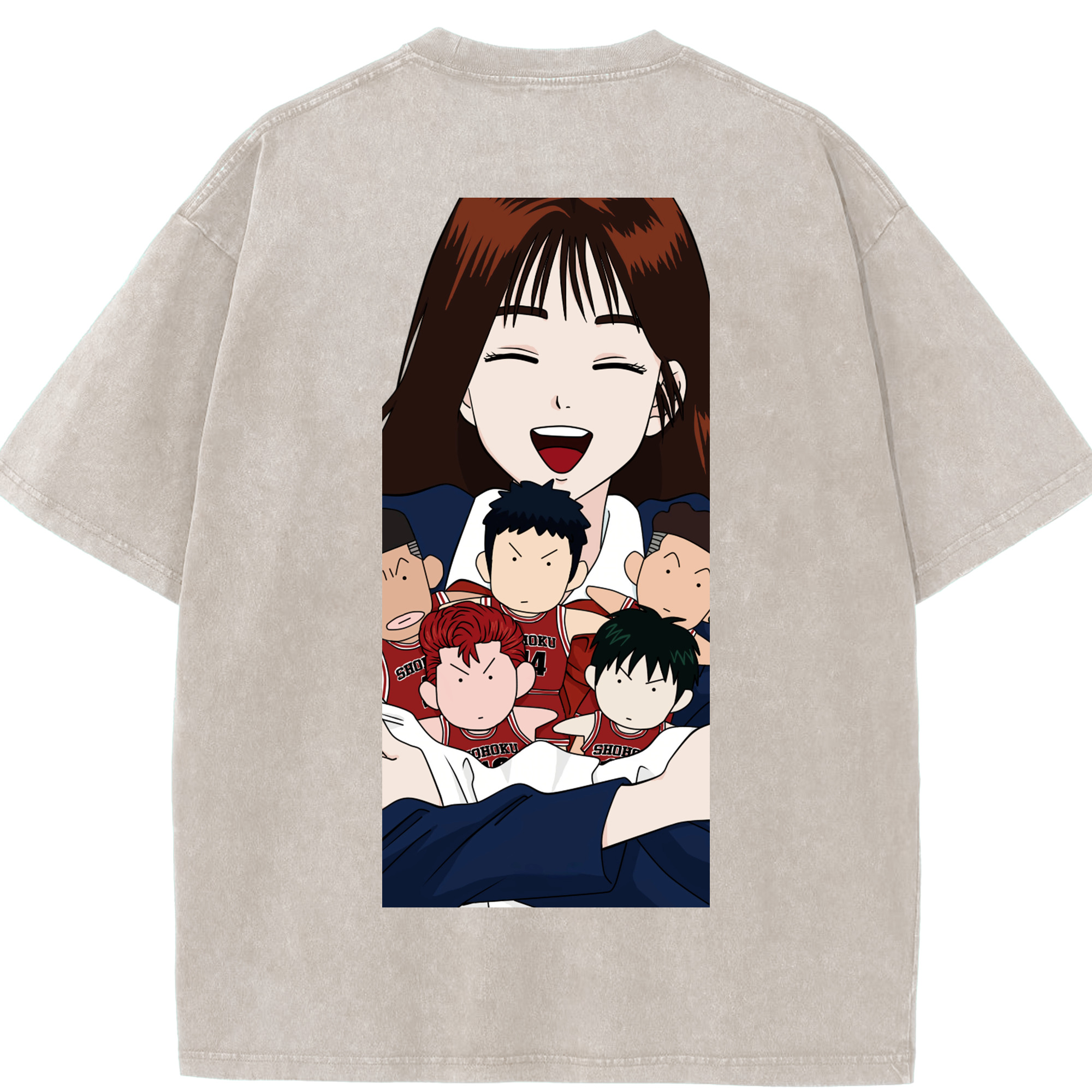 SLAM DUNK／スラムダンク 綿100% ヴィンテージ風 半袖Tシャツ（背面プリント）