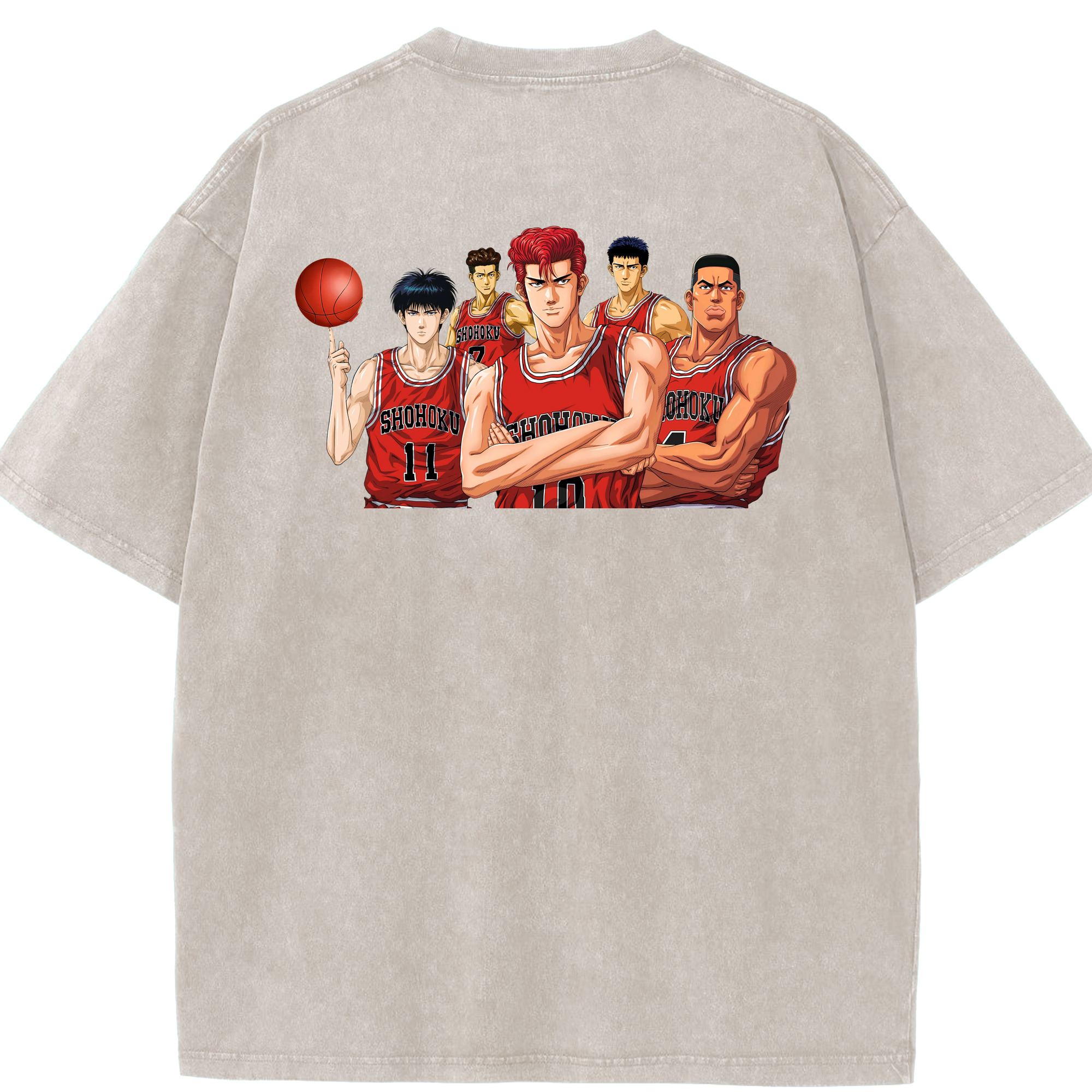 SLAM DUNK／スラムダンク 綿100% ヴィンテージ風 半袖Tシャツ（背面プリント）