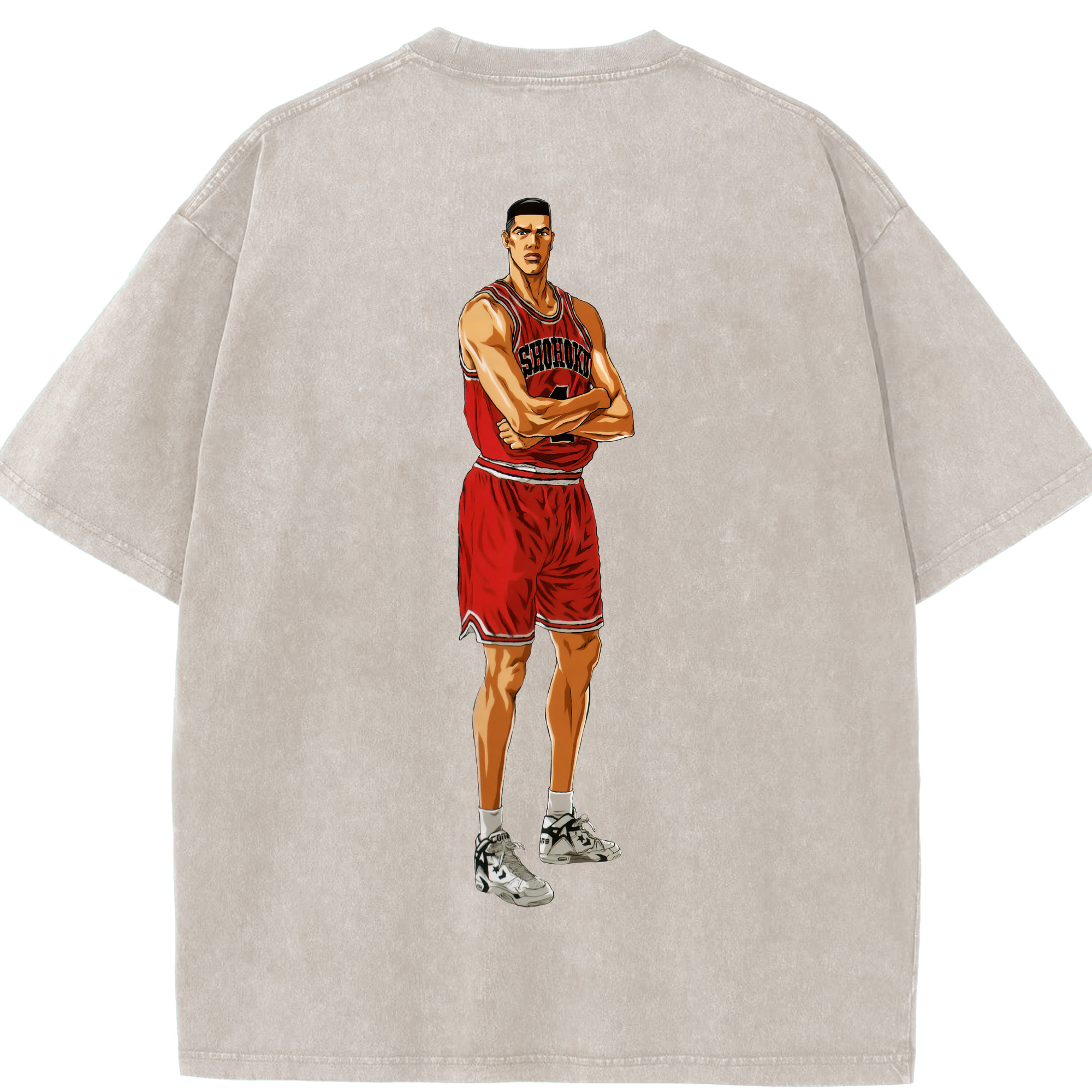 SLAM DUNK／スラムダンク 綿100% ヴィンテージ風 半袖Tシャツ（背面プリント）