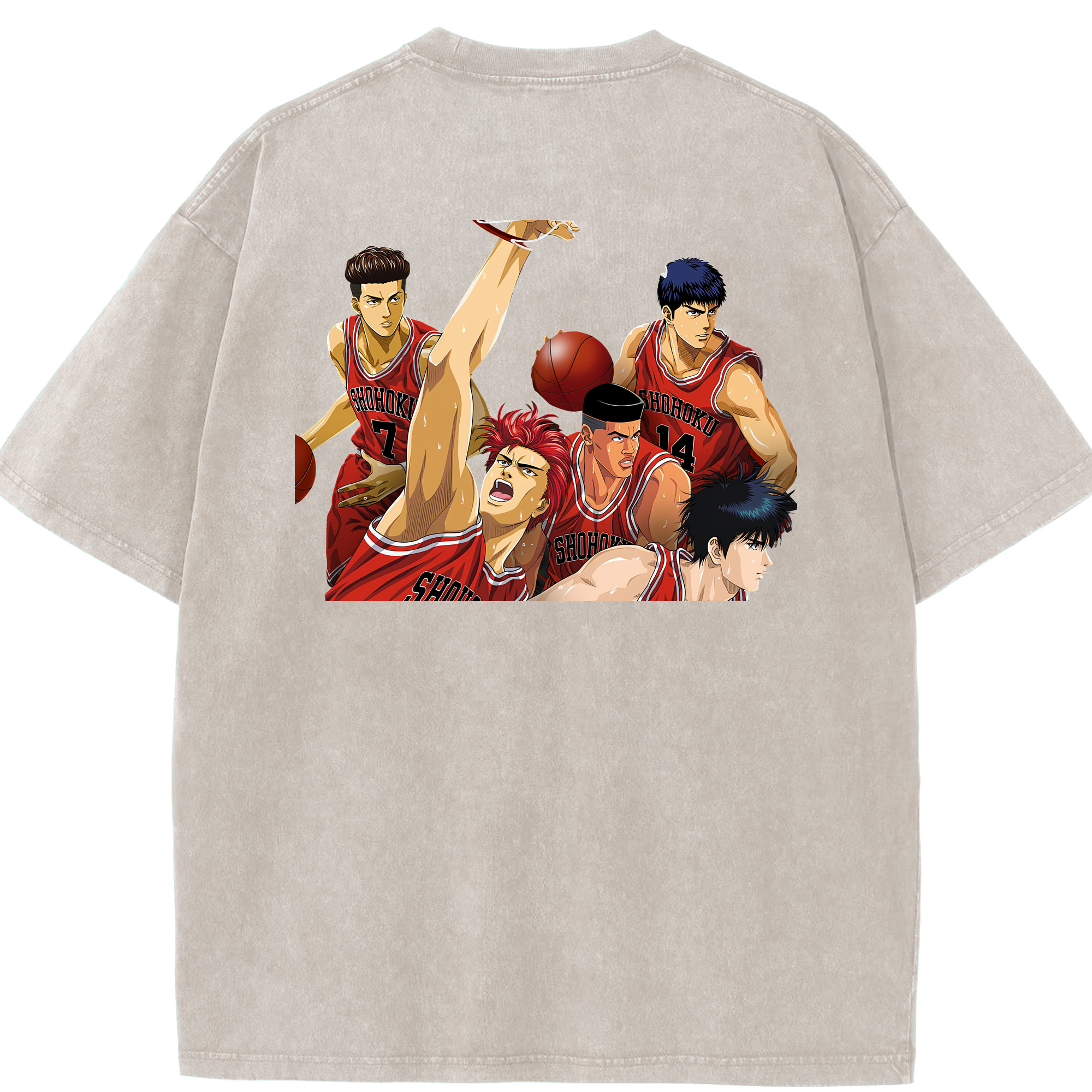 （画像用） SLAM DUNK／スラムダンク 綿100% ヴィンテージ風 半袖Tシャツ（背面プリント）