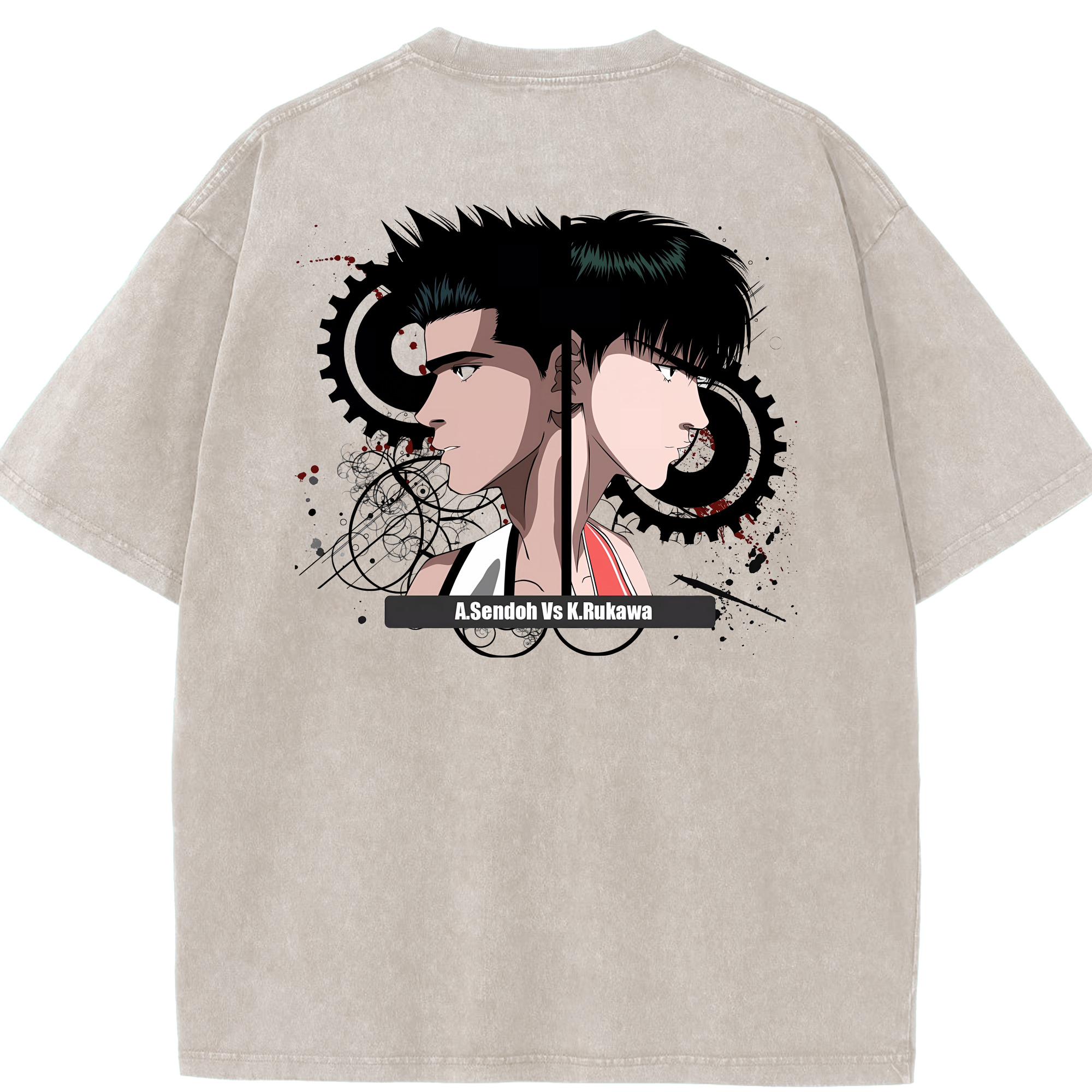 （画像用） SLAM DUNK／スラムダンク 綿100% ヴィンテージ風 半袖Tシャツ（背面プリント）