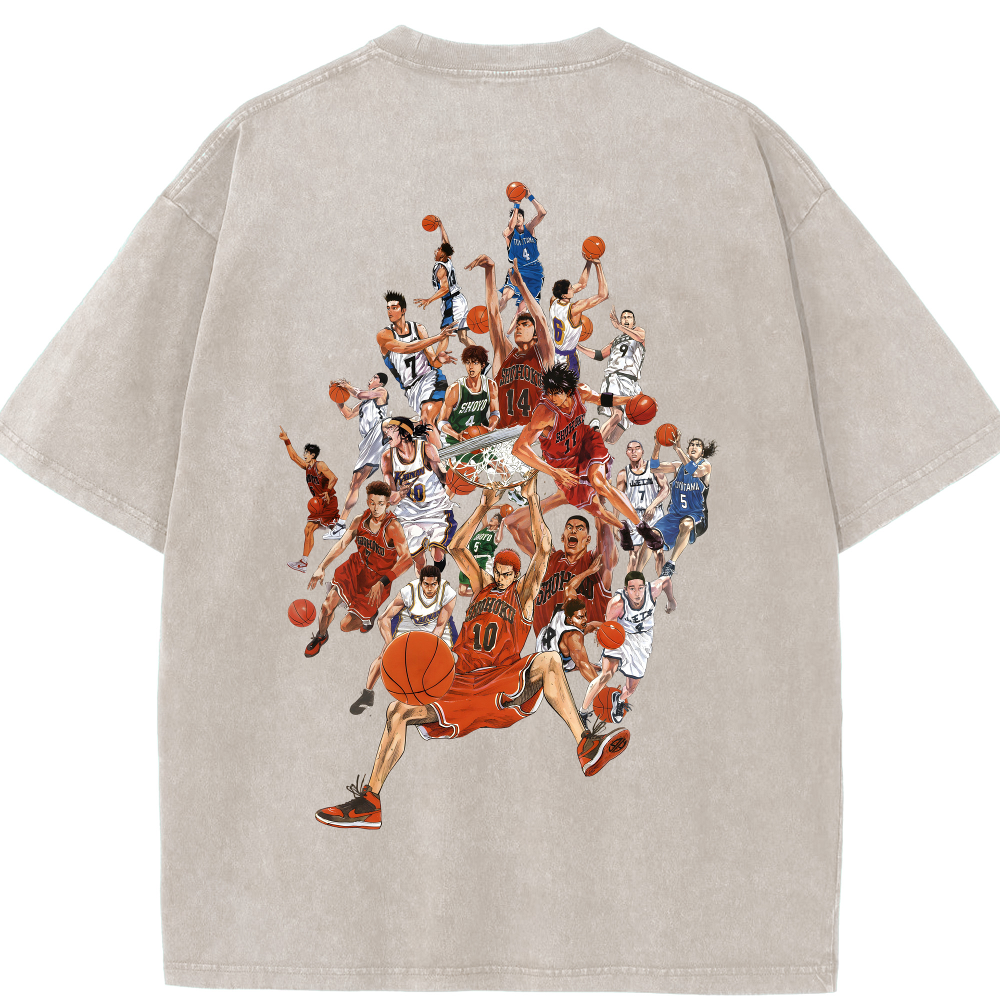SLAM DUNK／スラムダンク 綿100% ヴィンテージ風 半袖Tシャツ（背面プリント）