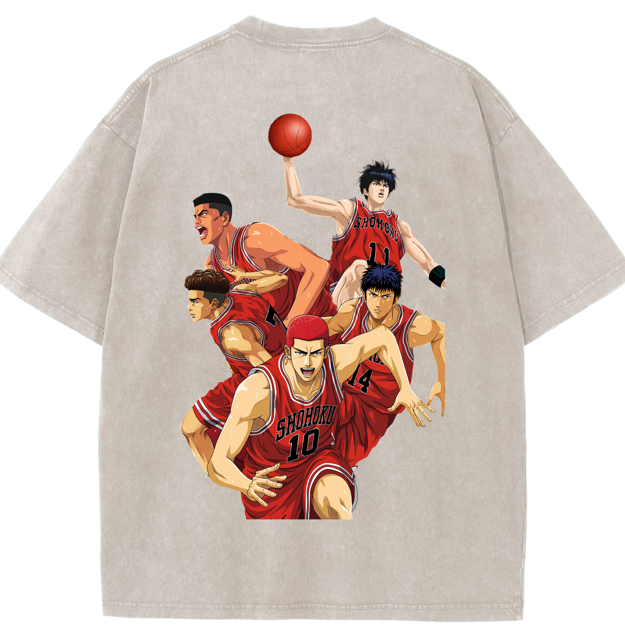 SLAM DUNK／スラムダンク 綿100% ヴィンテージ風 半袖Tシャツ（背面プリント）