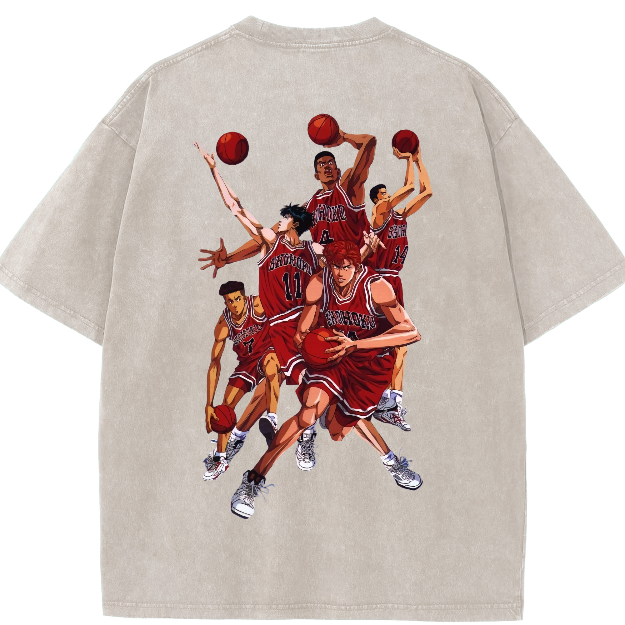SLAM DUNK／スラムダンク 綿100% ヴィンテージ風 半袖Tシャツ（背面プリント）