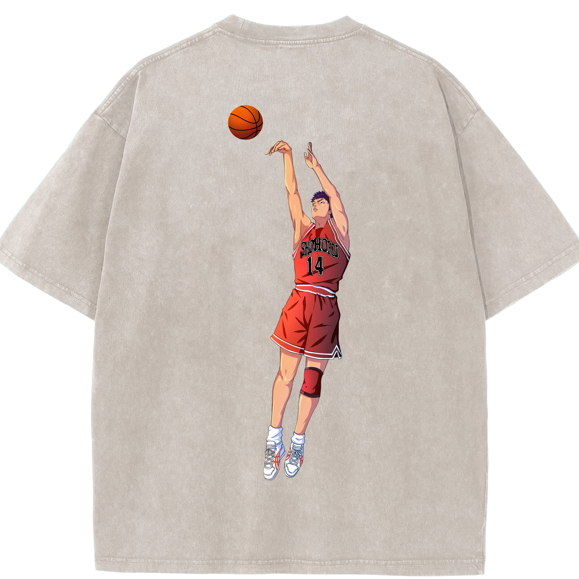 SLAM DUNK／スラムダンク 綿100% ヴィンテージ風 半袖Tシャツ（背面プリント）