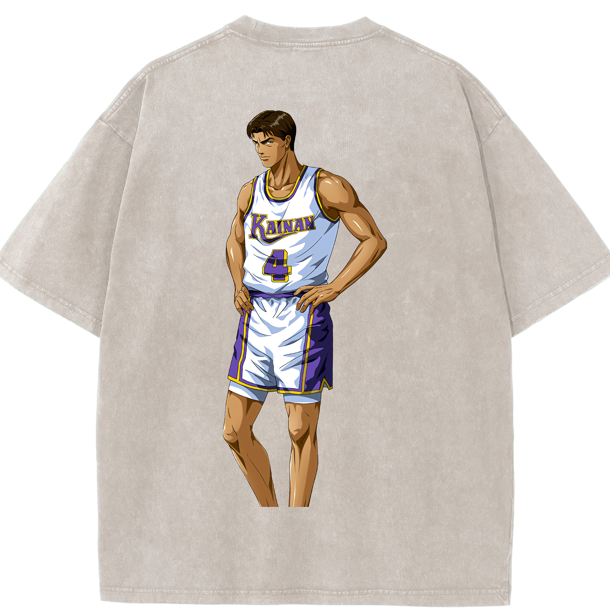 SLAM DUNK／スラムダンク 綿100% ヴィンテージ風 半袖Tシャツ（背面プリント）