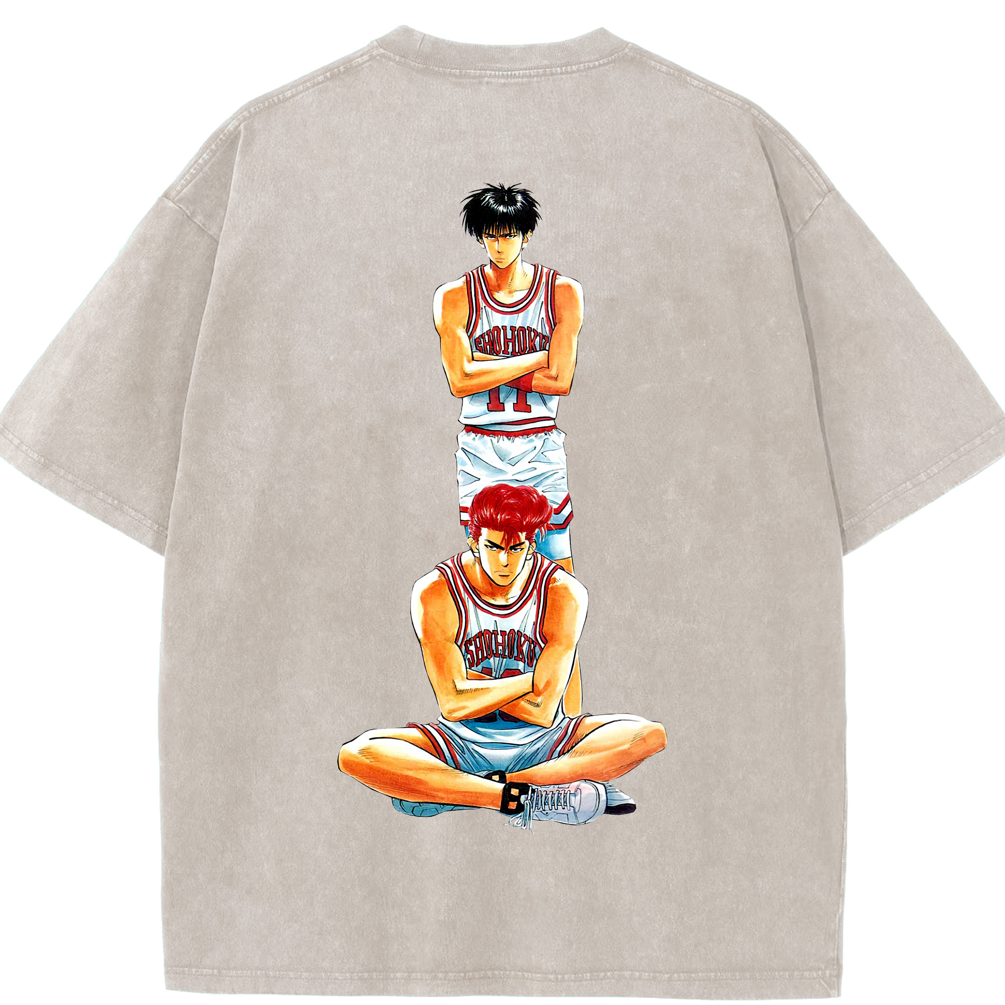 SLAM DUNK／スラムダンク 綿100% ヴィンテージ風 半袖Tシャツ（背面プリント）