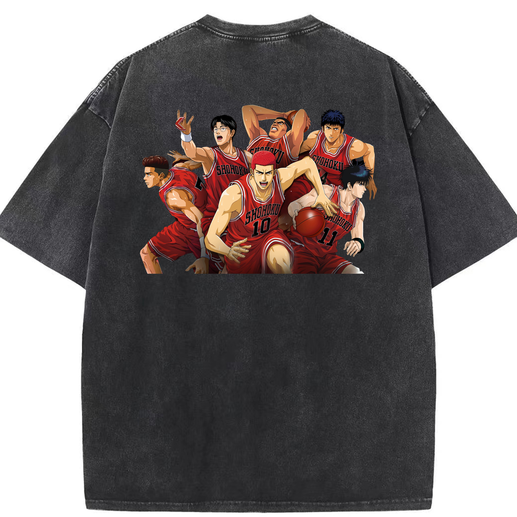 SLAM DUNK／スラムダンク 綿100% ヴィンテージ風 半袖Tシャツ（背面プリント）