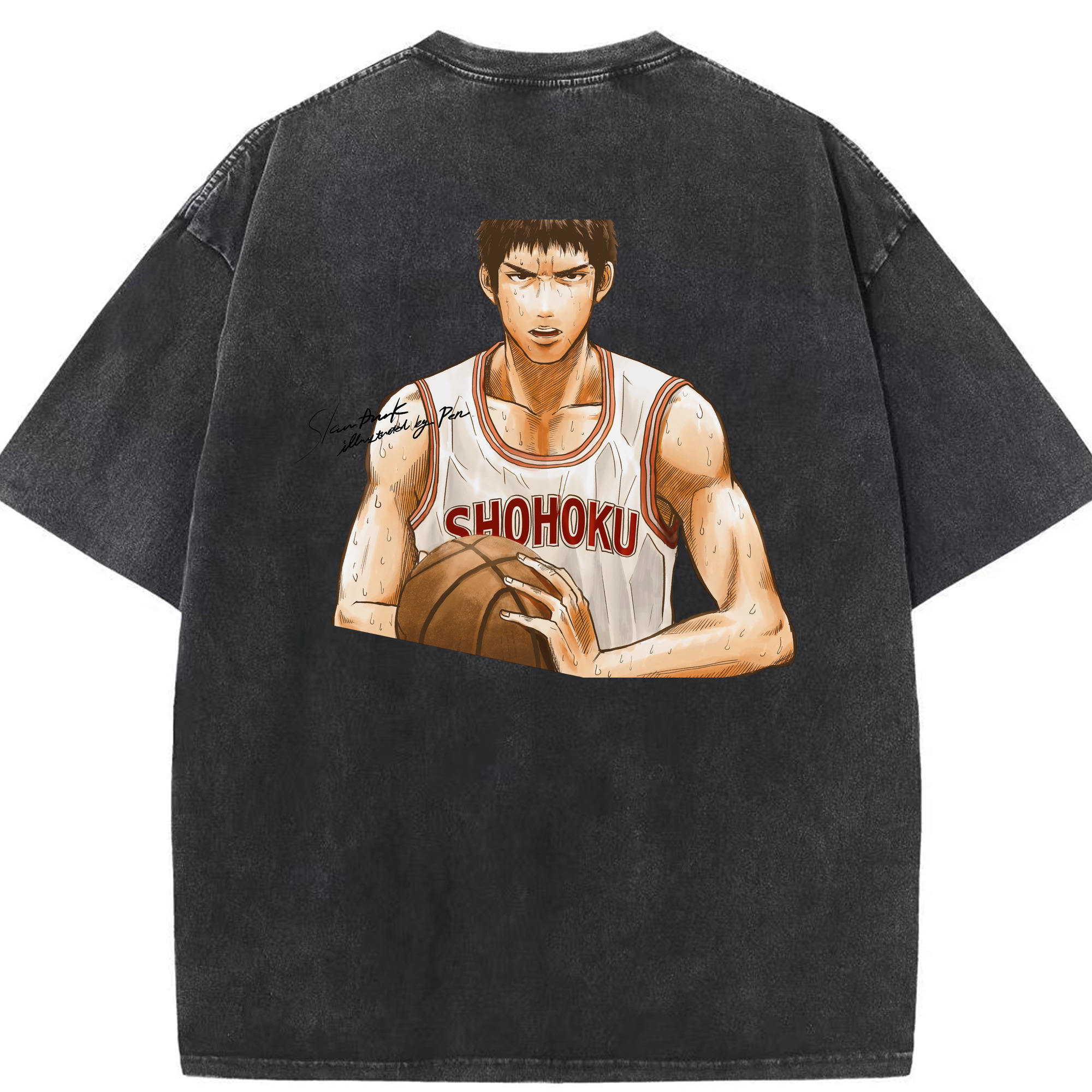 SLAM DUNK／スラムダンク 綿100% ヴィンテージ風 半袖Tシャツ（背面プリント）