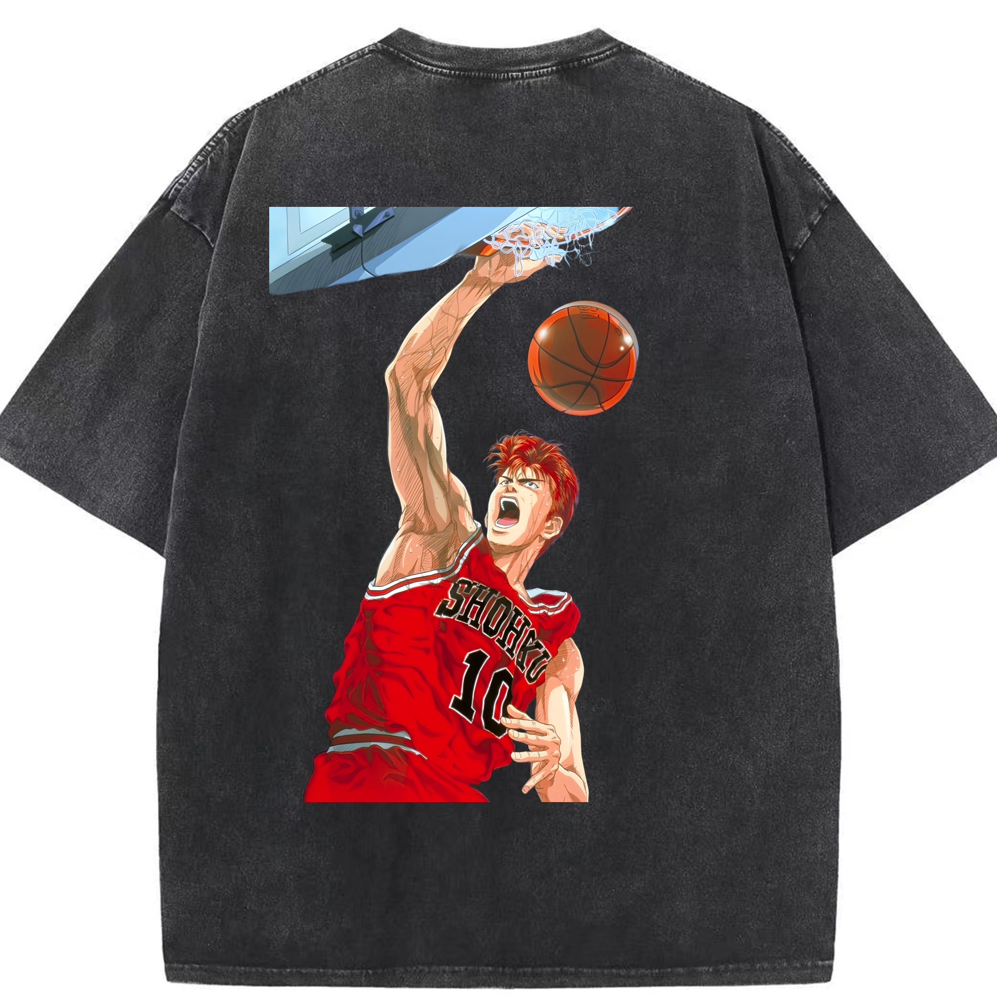 （画像用） SLAM DUNK／スラムダンク 綿100% ヴィンテージ風 半袖Tシャツ（背面プリント）