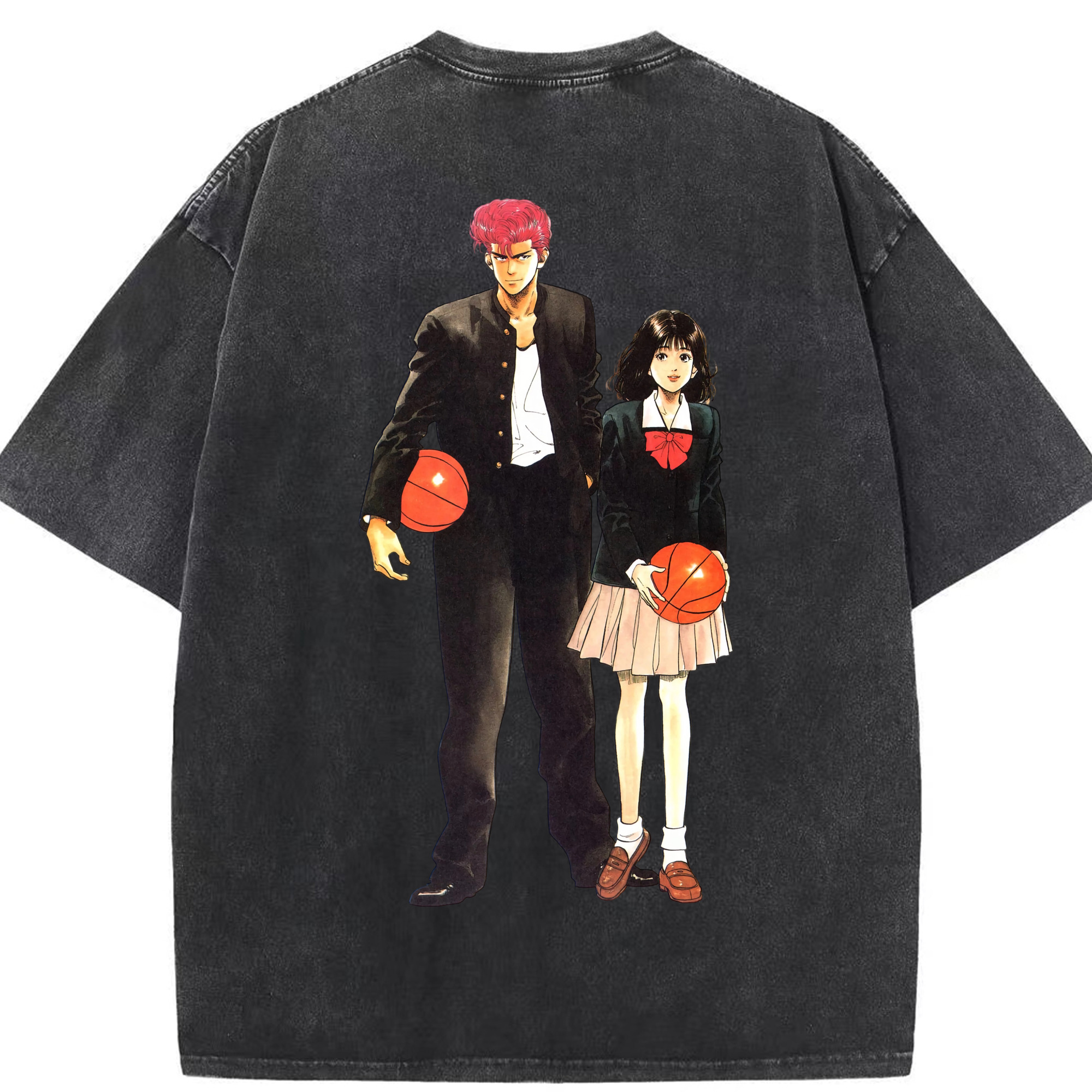 SLAM DUNK／スラムダンク 綿100% ヴィンテージ風 半袖Tシャツ（背面プリント）