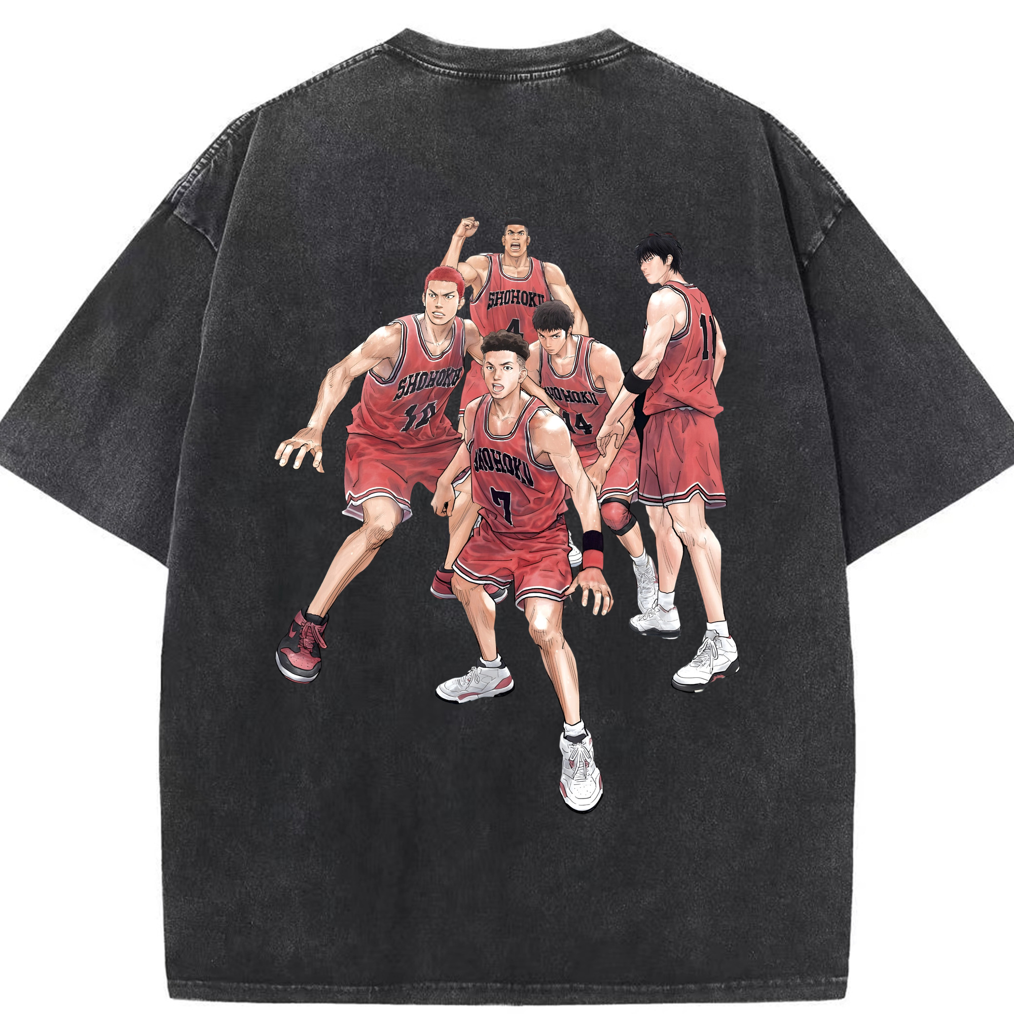 SLAM DUNK／スラムダンク 綿100% ヴィンテージ風 半袖Tシャツ（背面プリント）