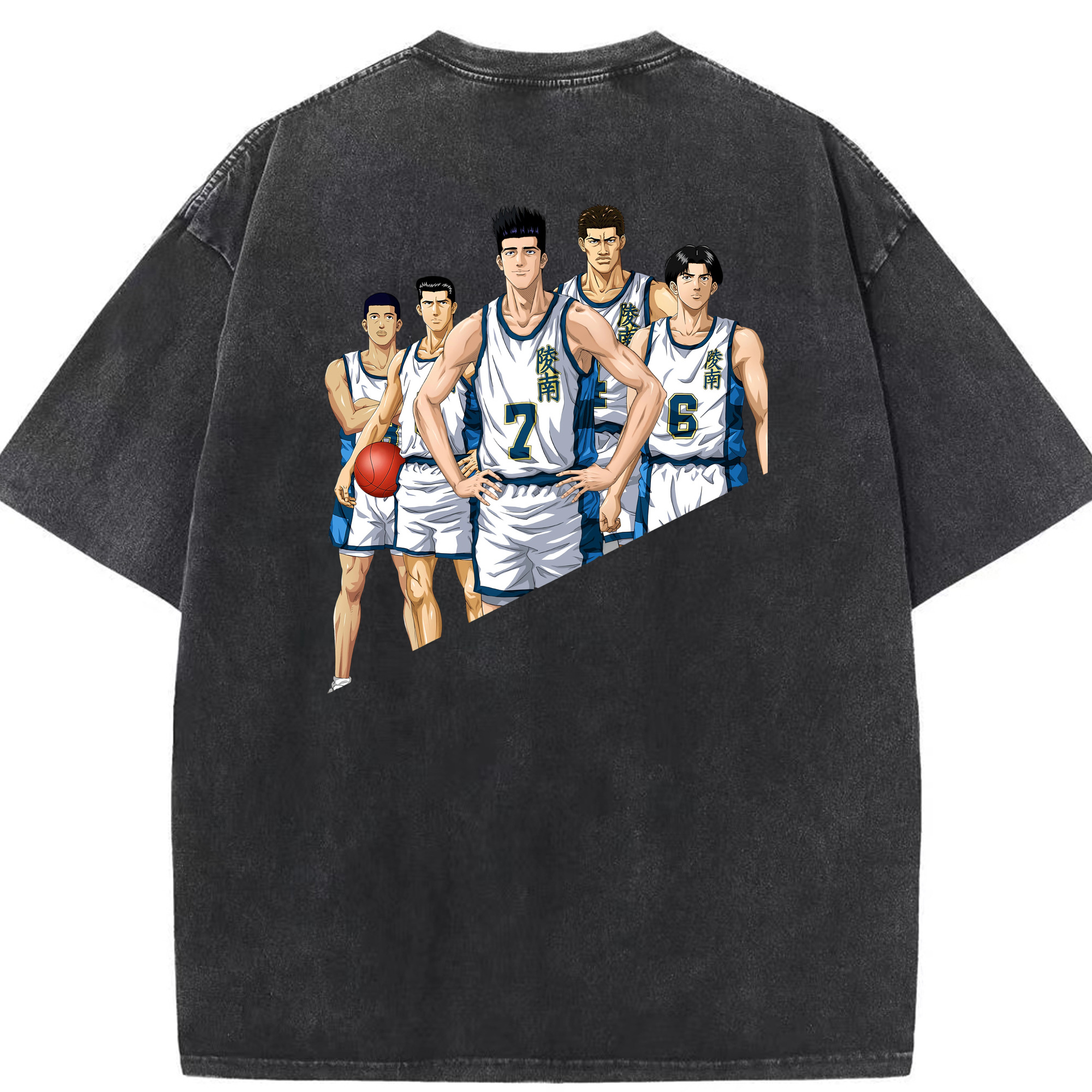 SLAM DUNK／スラムダンク 綿100% ヴィンテージ風 半袖Tシャツ（背面プリント）