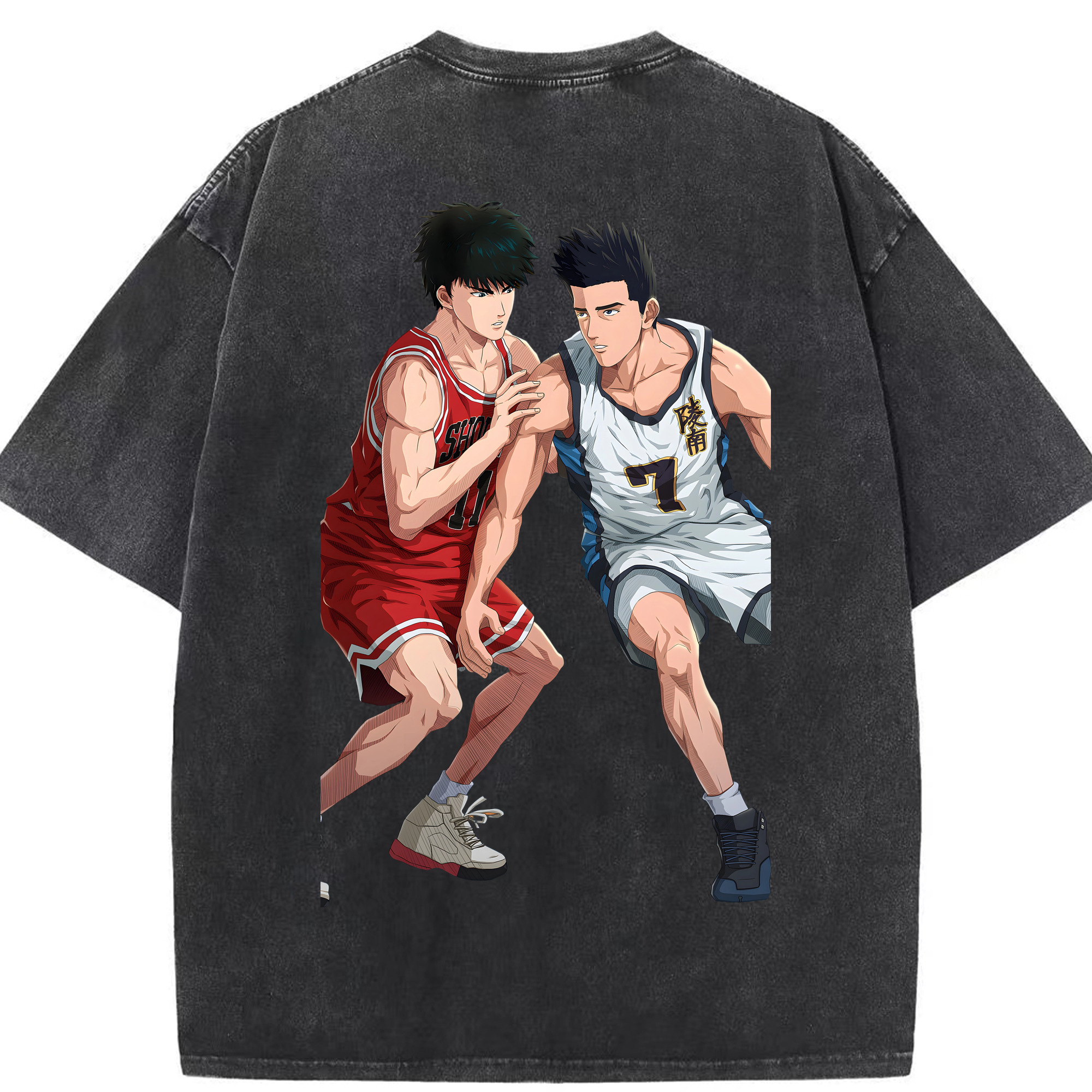 SLAM DUNK／スラムダンク 綿100% ヴィンテージ風 半袖Tシャツ（背面プリント）