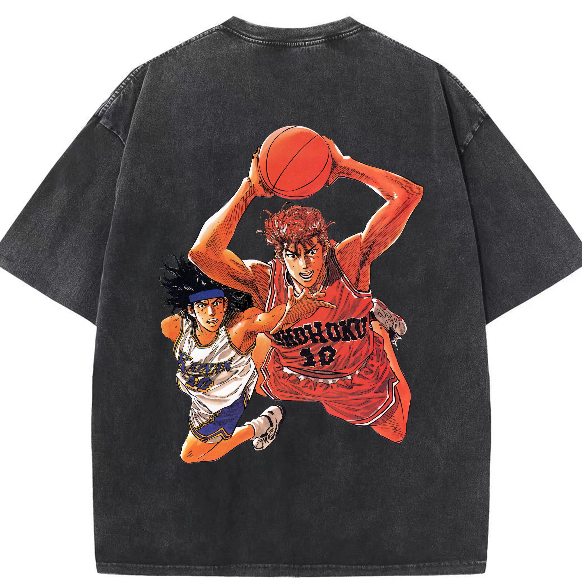 SLAM DUNK／スラムダンク 綿100% ヴィンテージ風 半袖Tシャツ（背面プリント）