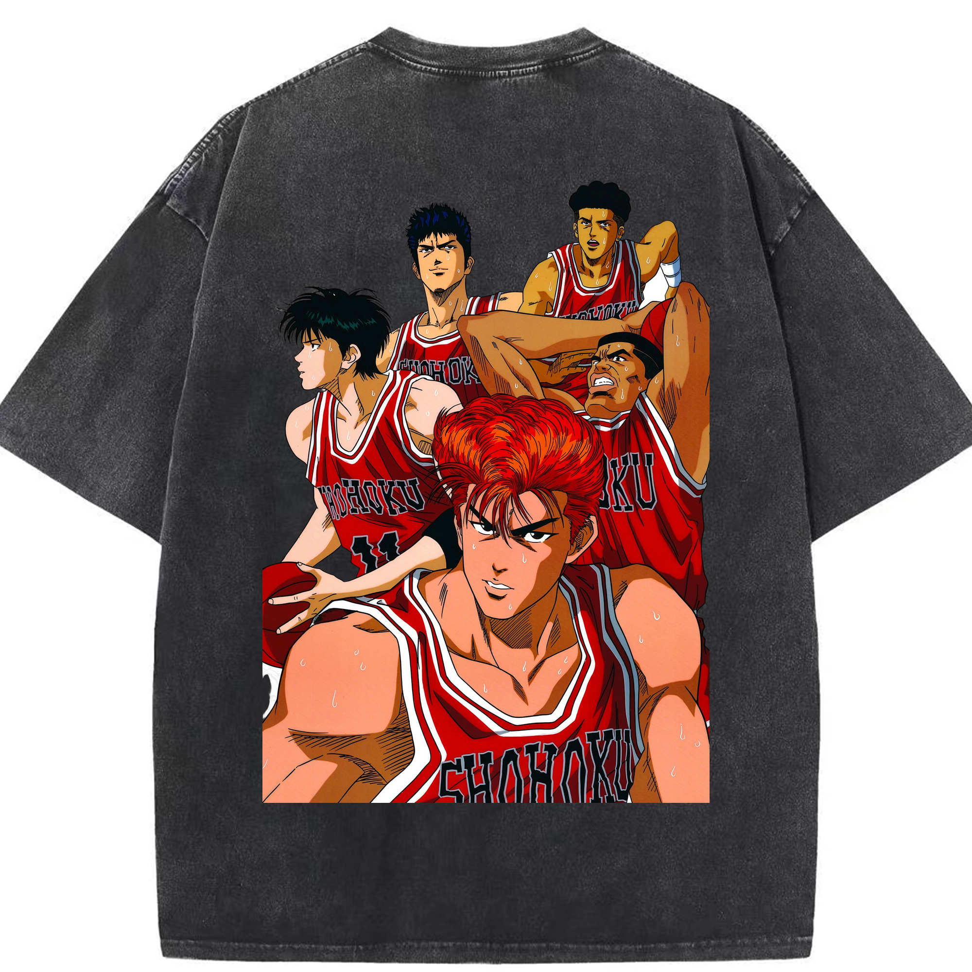 SLAM DUNK／スラムダンク 綿100% ヴィンテージ風 半袖Tシャツ（背面プリント）
