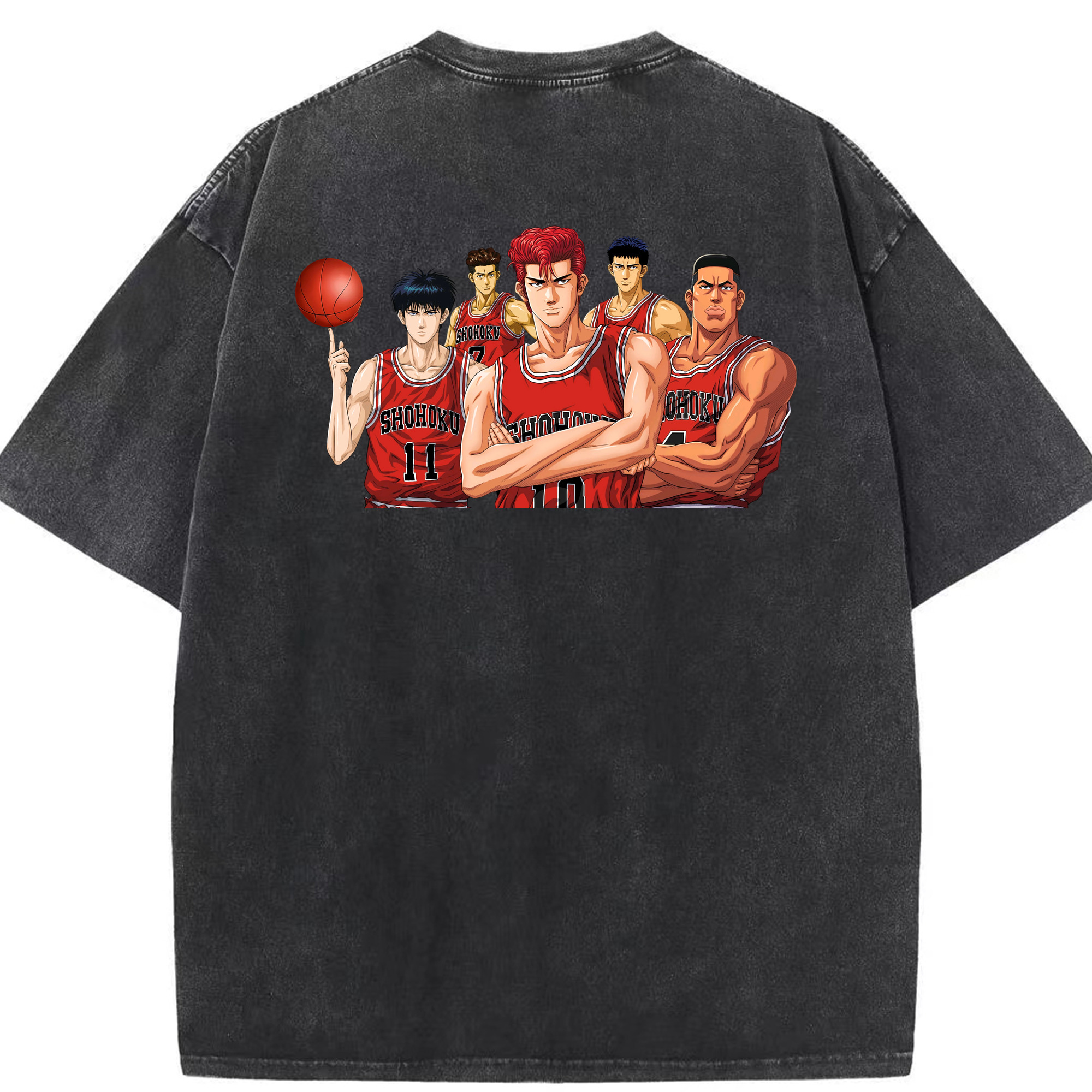 SLAM DUNK／スラムダンク 綿100% ヴィンテージ風 半袖Tシャツ（背面プリント）