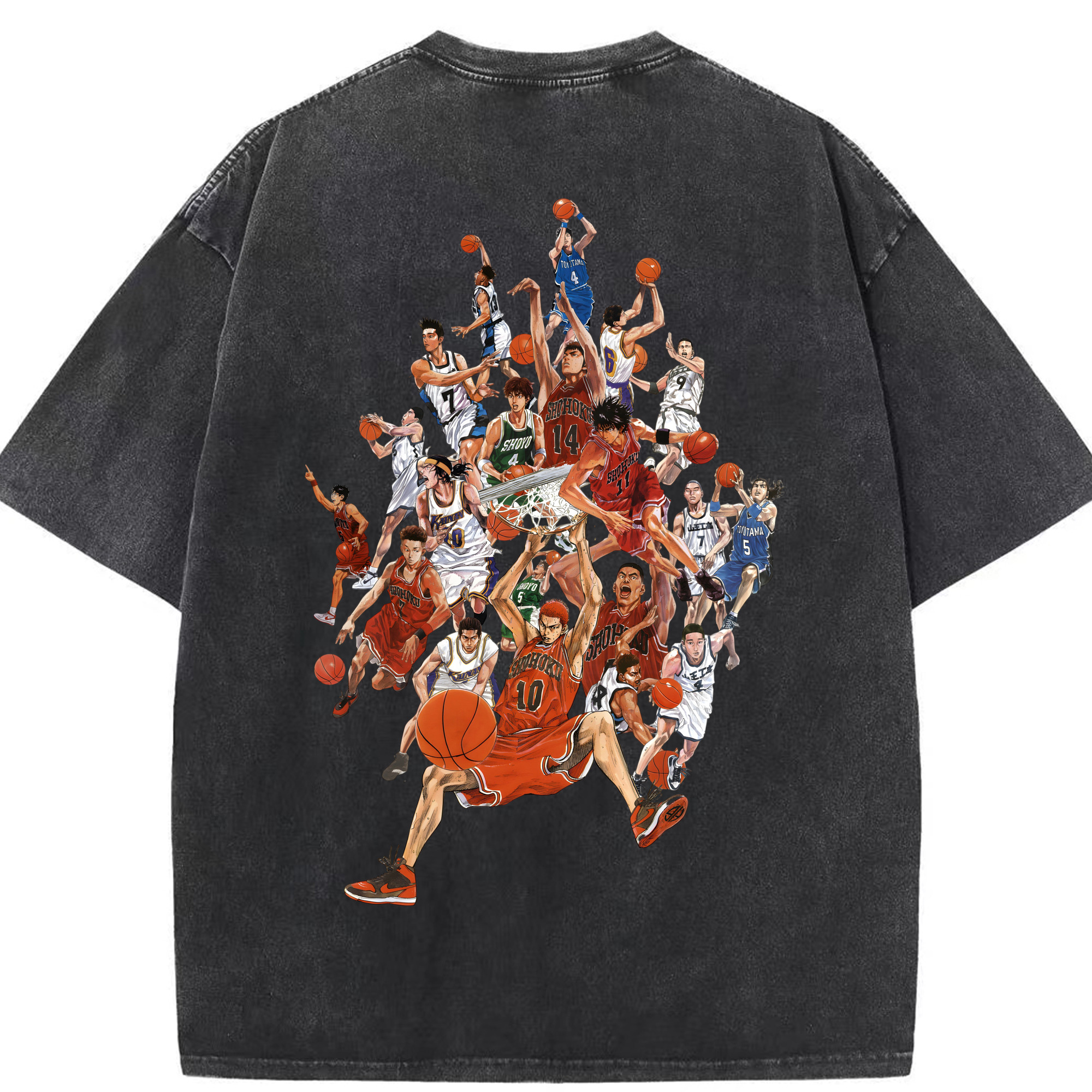 SLAM DUNK／スラムダンク 綿100% ヴィンテージ風 半袖Tシャツ（背面プリント）