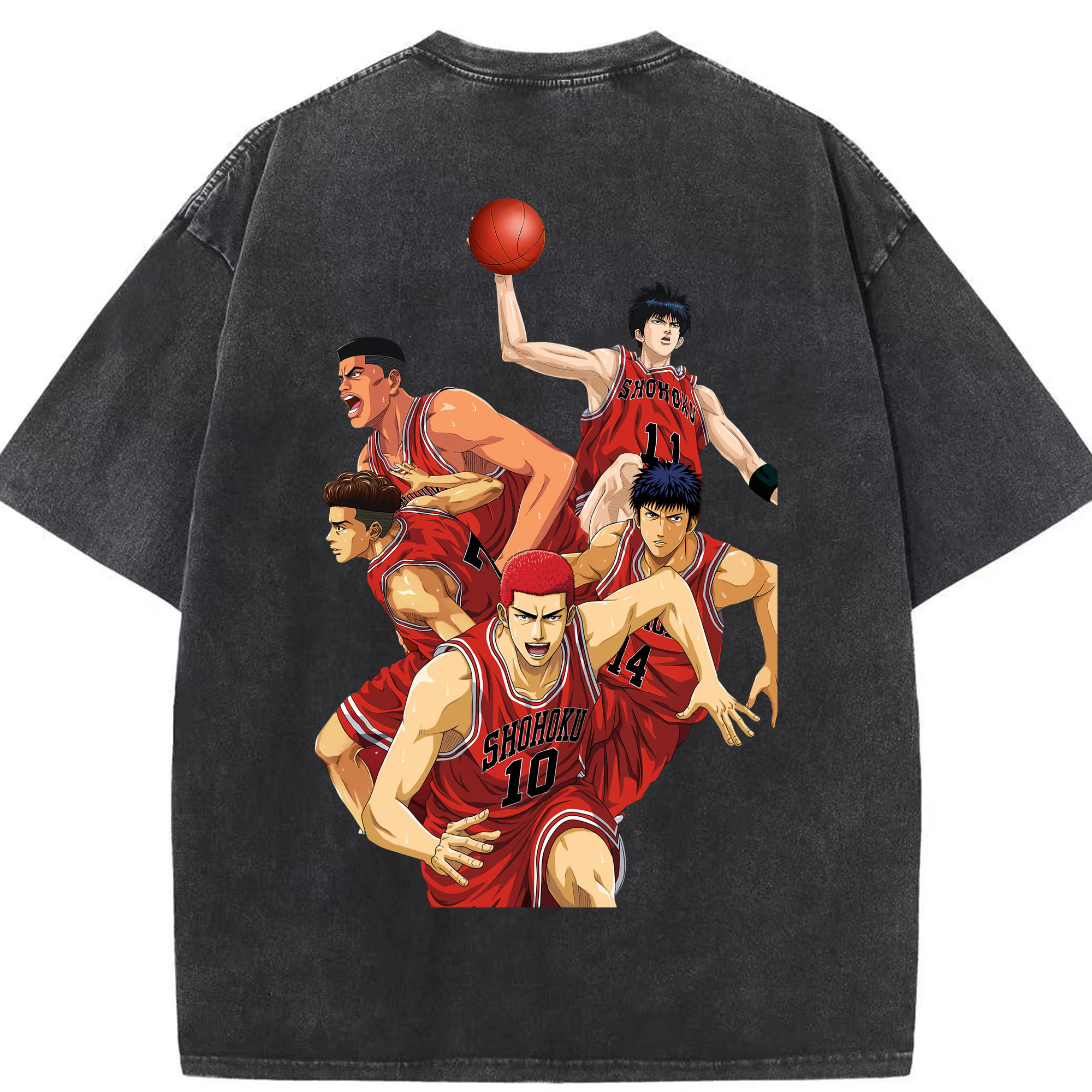 SLAM DUNK／スラムダンク 綿100% ヴィンテージ風 半袖Tシャツ（背面プリント）