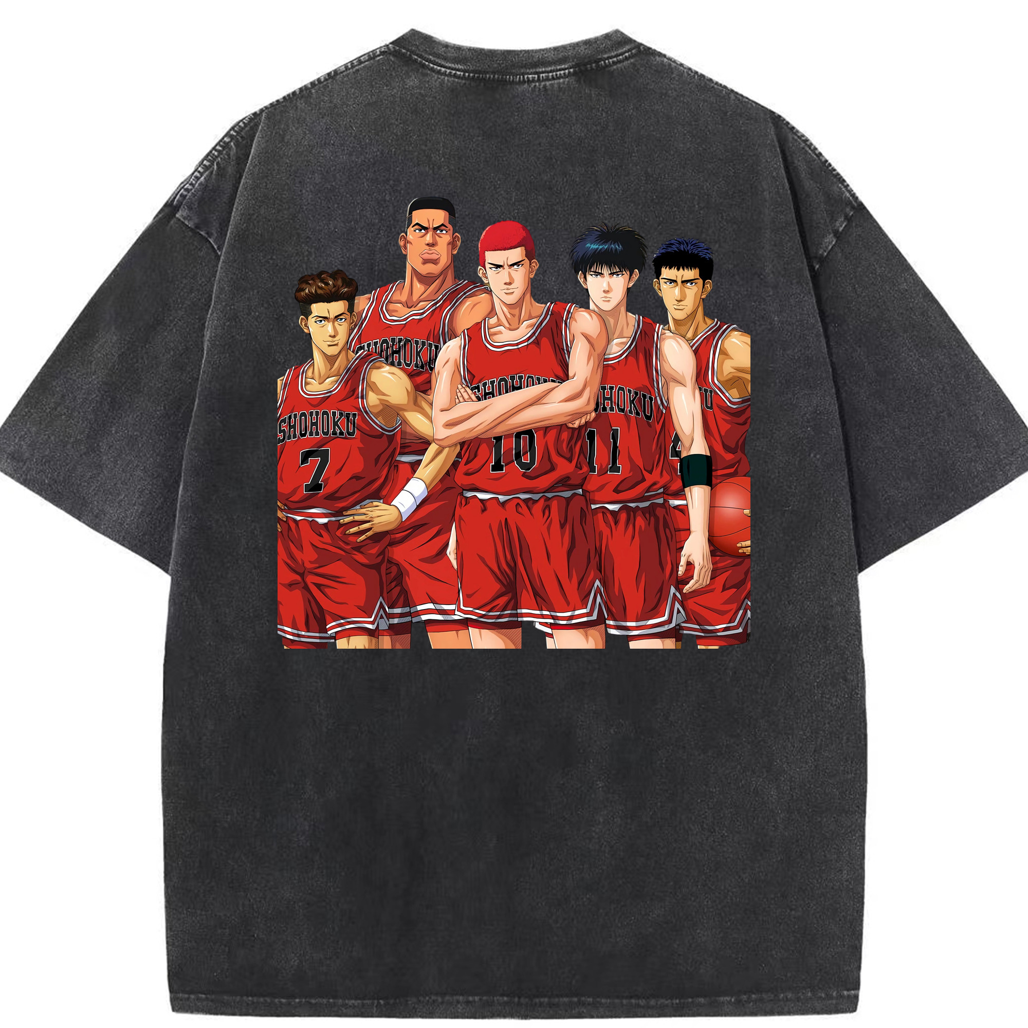 SLAM DUNK／スラムダンク 綿100% ヴィンテージ風 半袖Tシャツ（背面プリント）