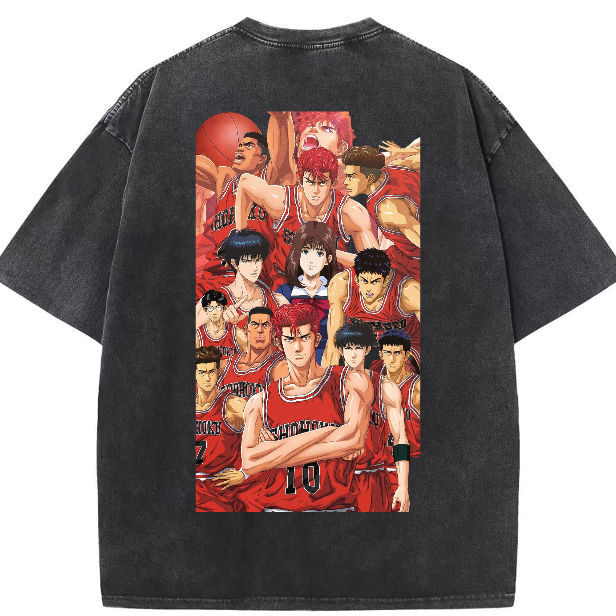 SLAM DUNK／スラムダンク 綿100% ヴィンテージ風 半袖Tシャツ（背面プリント）
