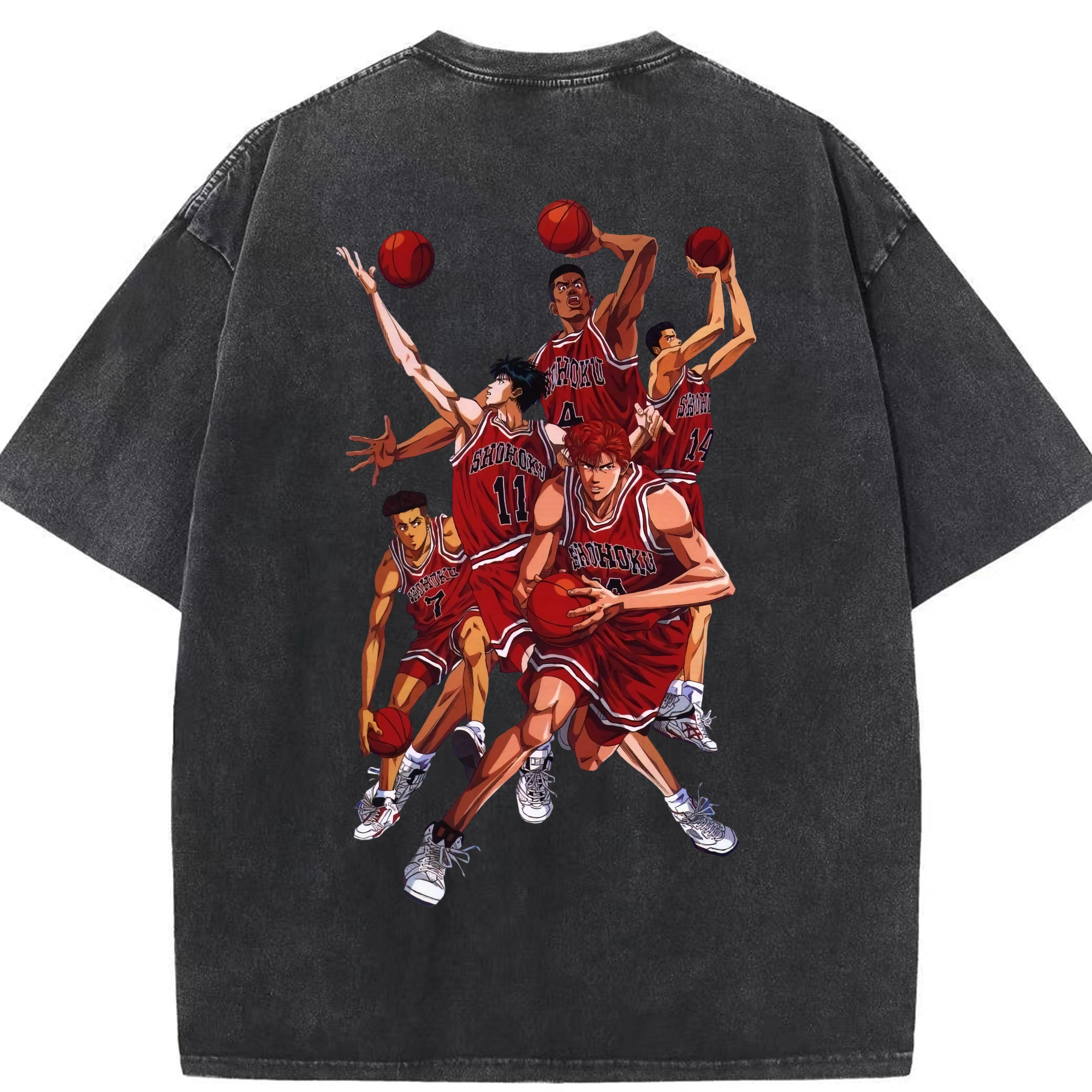 SLAM DUNK／スラムダンク 綿100% ヴィンテージ風 半袖Tシャツ（背面プリント）