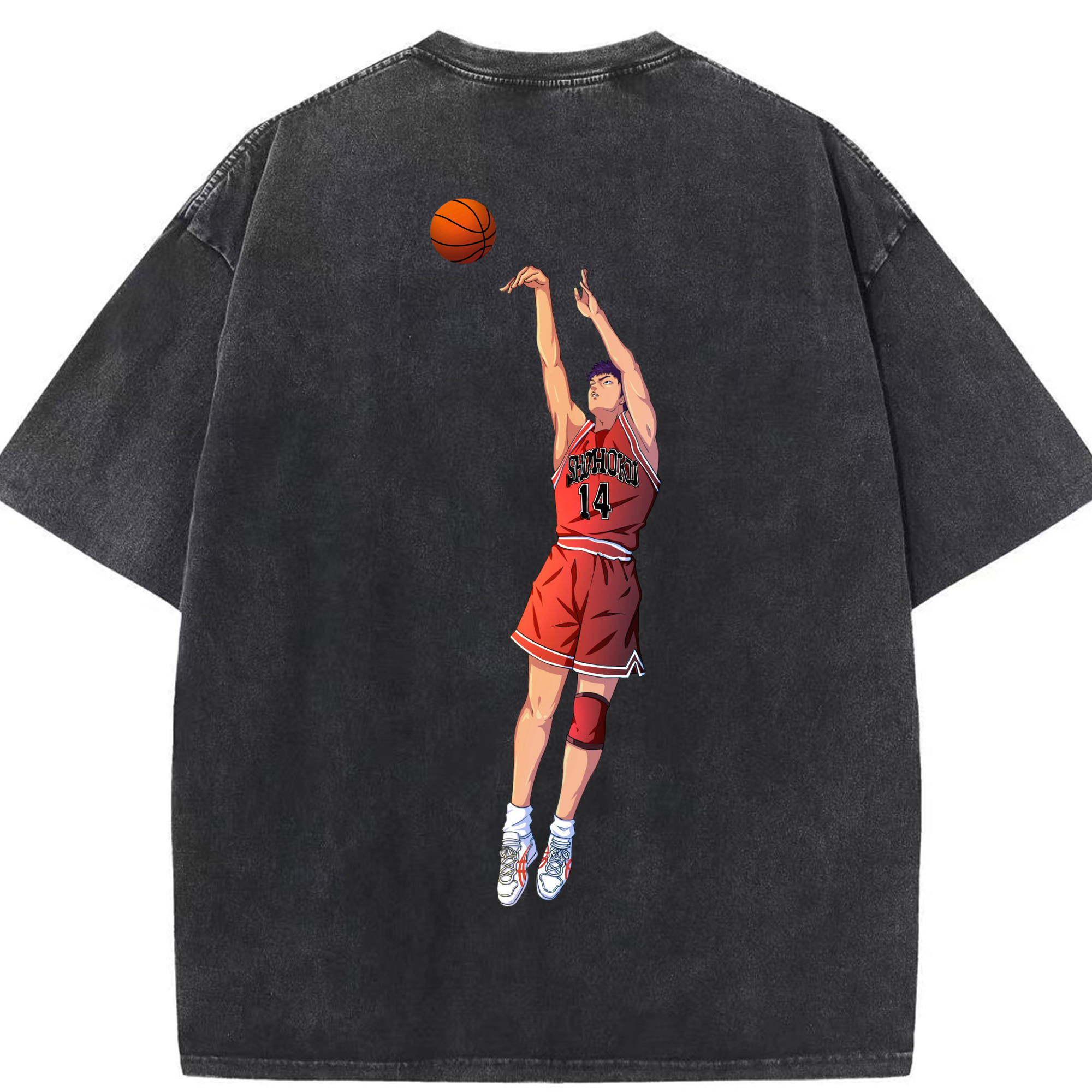 SLAM DUNK／スラムダンク 綿100% ヴィンテージ風 半袖Tシャツ（背面プリント）