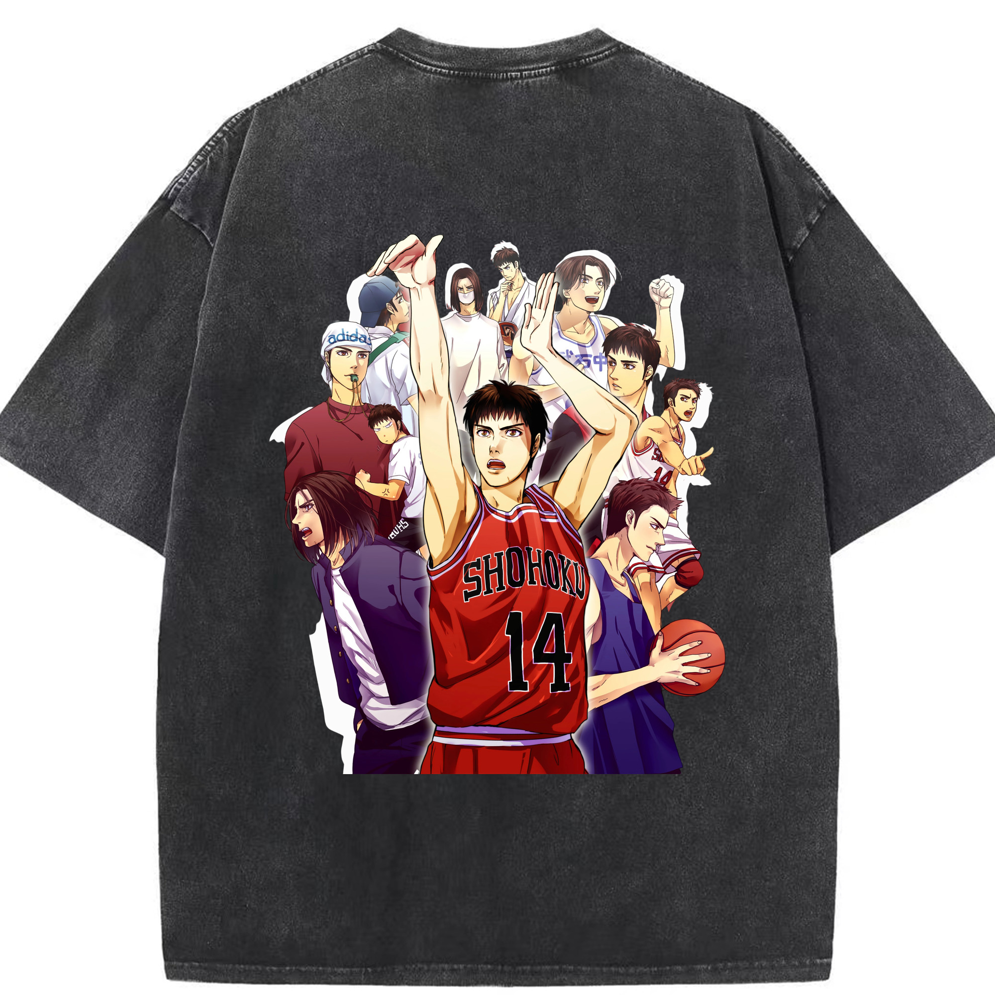 SLAM DUNK／スラムダンク 綿100% ヴィンテージ風 半袖Tシャツ（背面プリント）