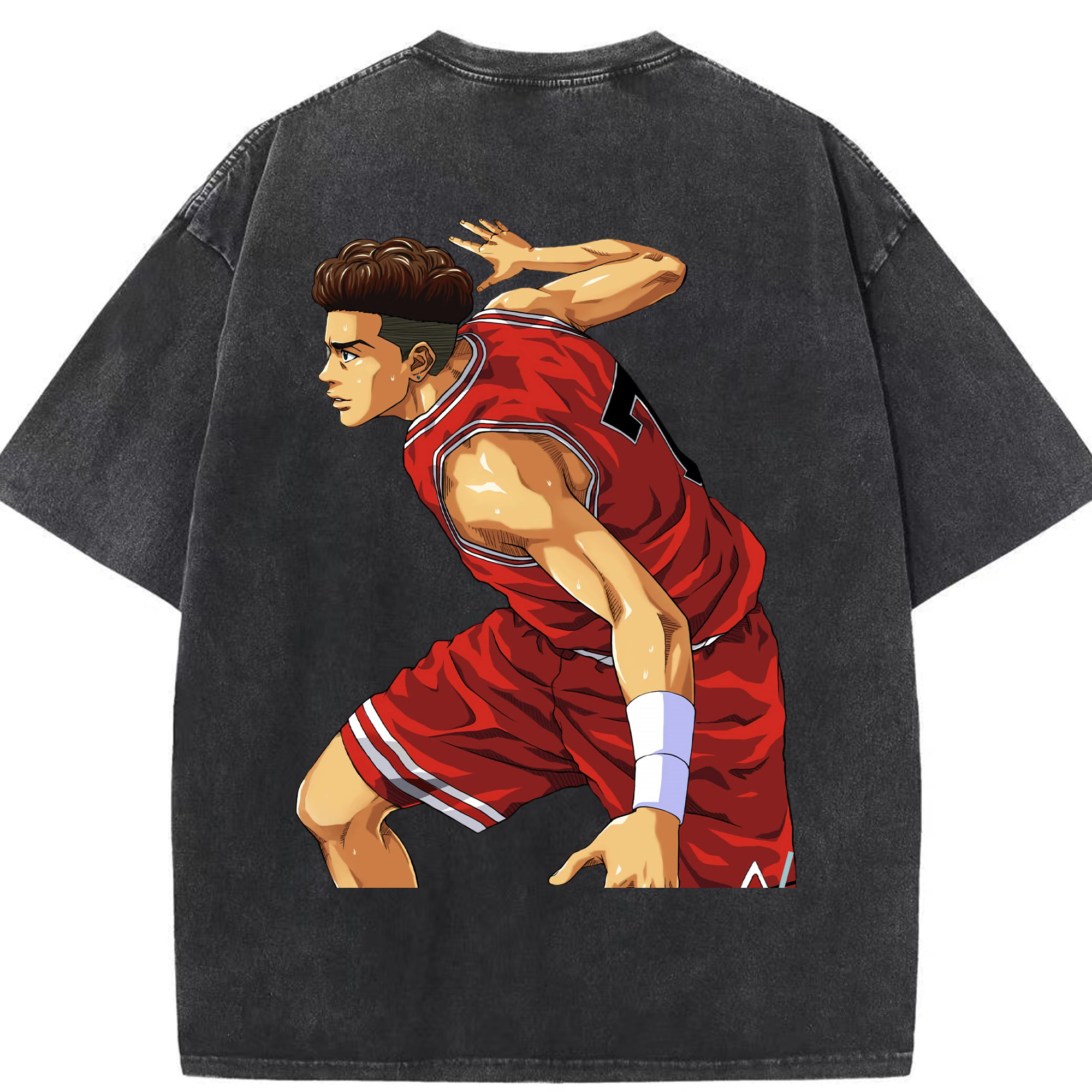 SLAM DUNK／スラムダンク 綿100% ヴィンテージ風 半袖Tシャツ（背面プリント）
