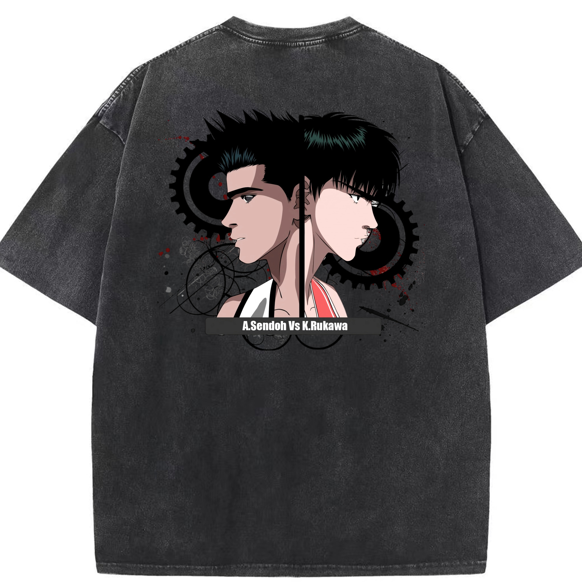 SLAM DUNK／スラムダンク 綿100% ヴィンテージ風 半袖Tシャツ（背面プリント）