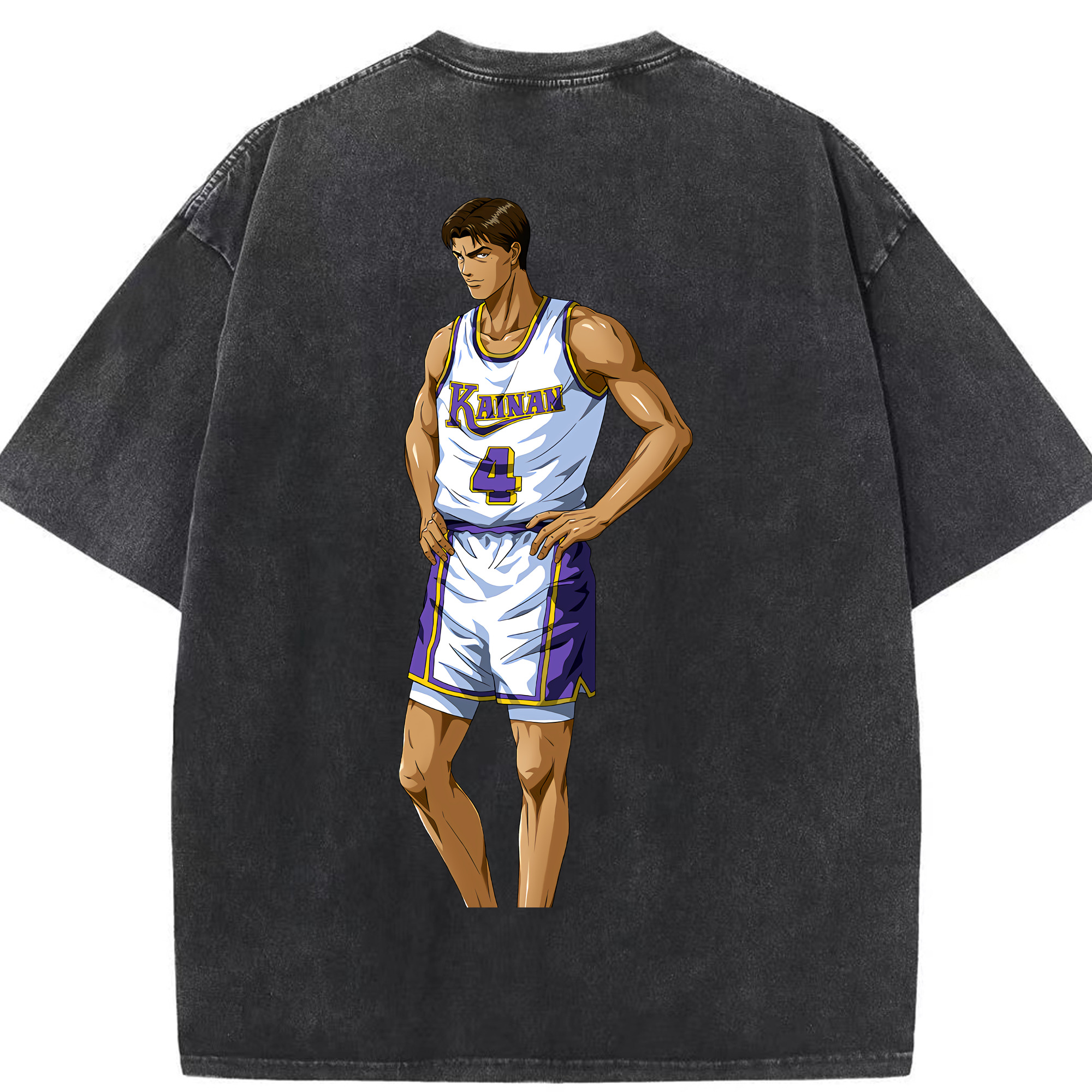 SLAM DUNK／スラムダンク 綿100% ヴィンテージ風 半袖Tシャツ（背面プリント）
