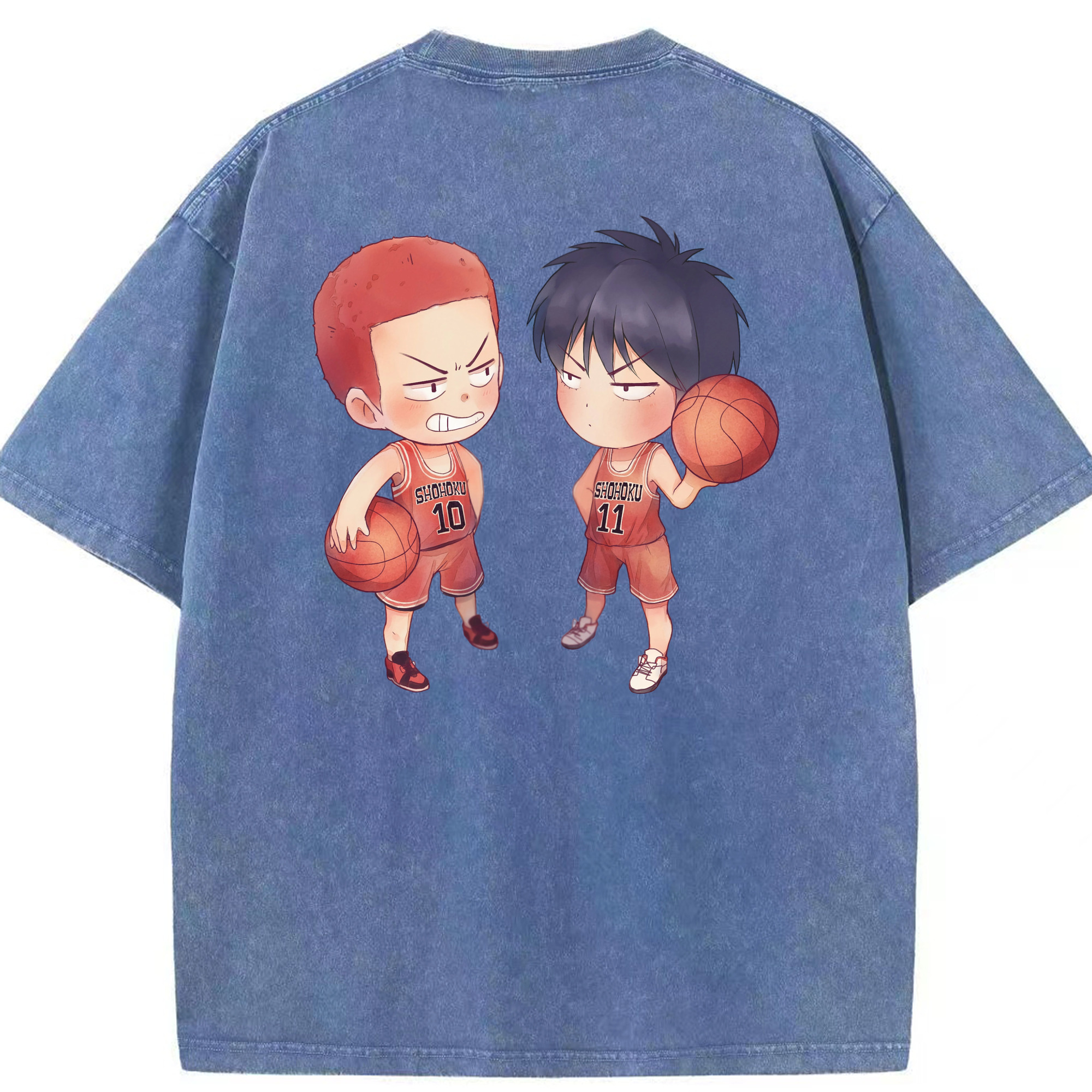 SLAM DUNK／スラムダンク 綿100% ヴィンテージ風 半袖Tシャツ（背面プリント）