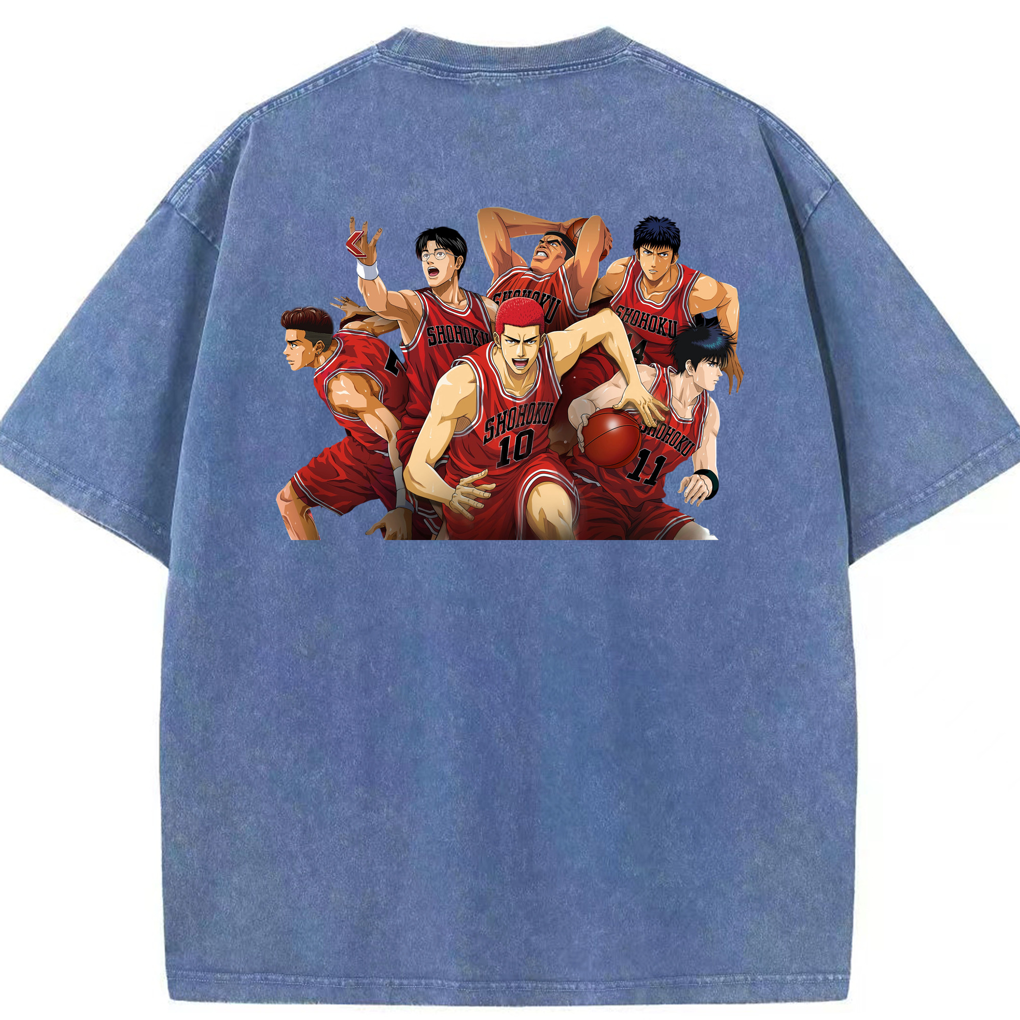 SLAM DUNK／スラムダンク 綿100% ヴィンテージ風 半袖Tシャツ（背面プリント）