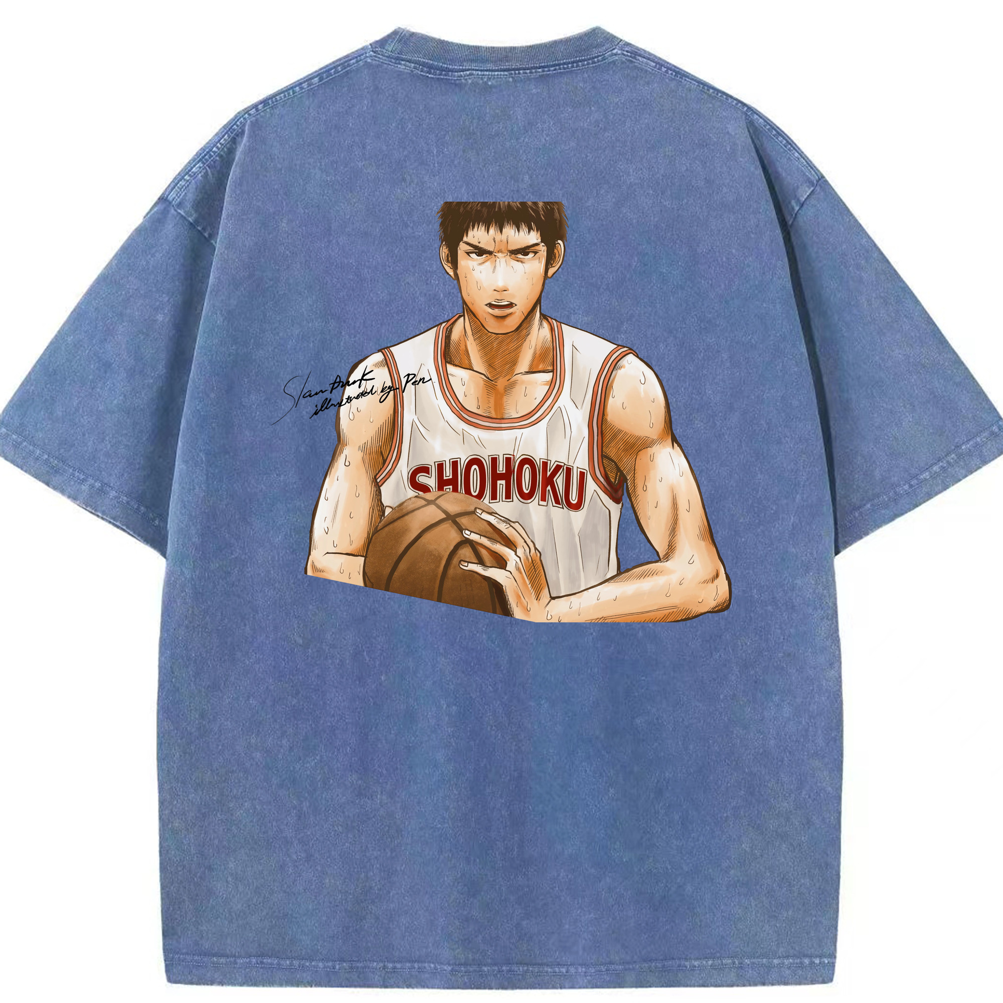 SLAM DUNK／スラムダンク 綿100% ヴィンテージ風 半袖Tシャツ（背面プリント）