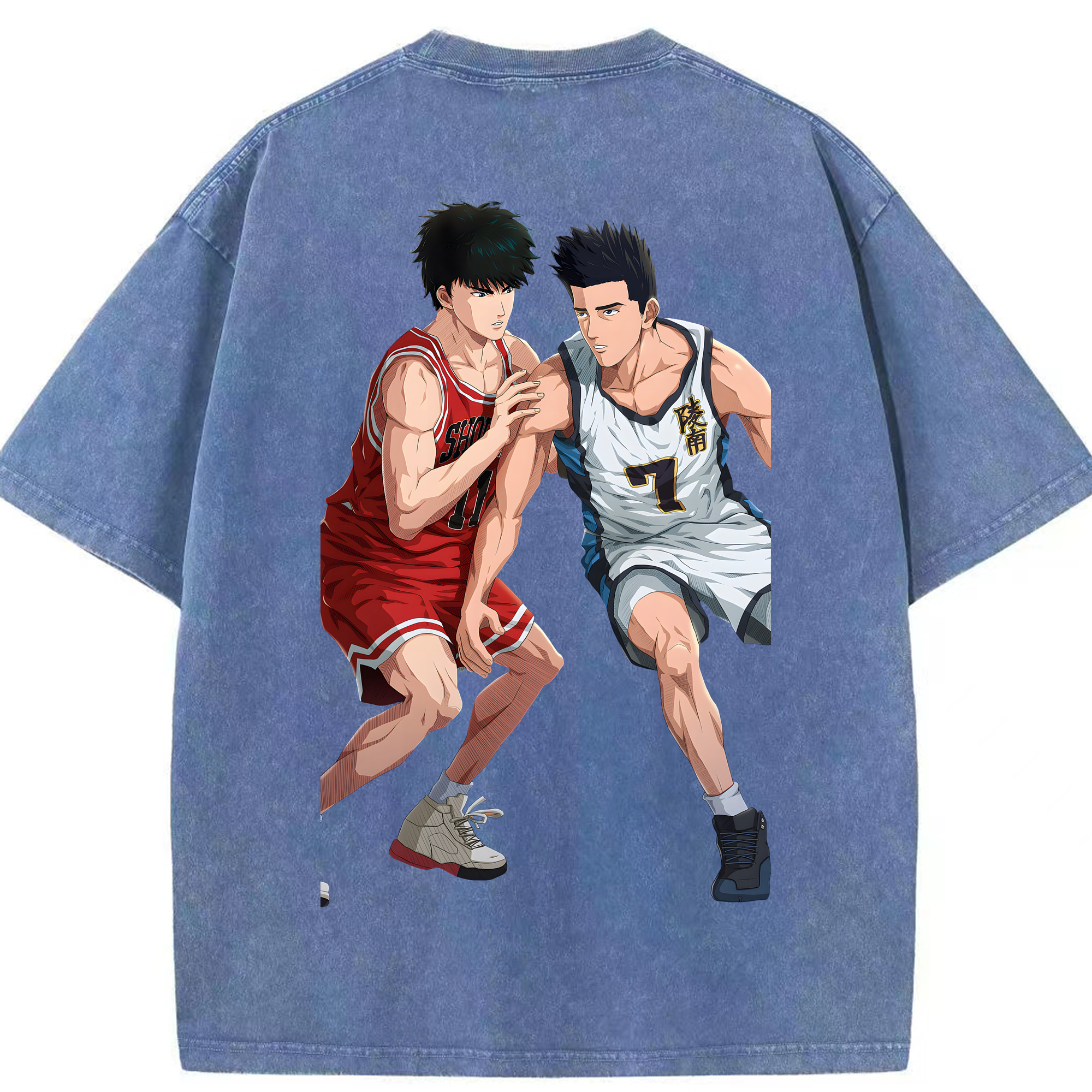 SLAM DUNK／スラムダンク 綿100% ヴィンテージ風 半袖Tシャツ（背面プリント）