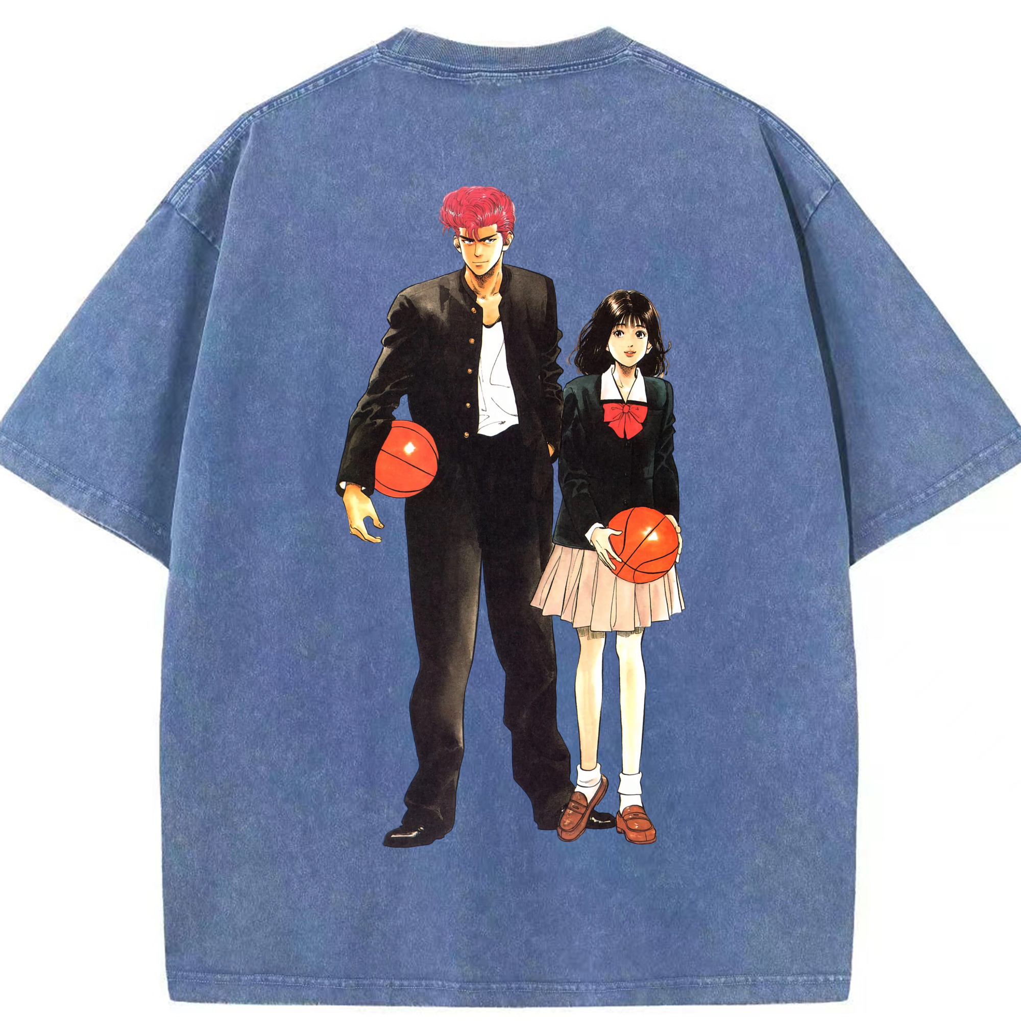 SLAM DUNK／スラムダンク 綿100% ヴィンテージ風 半袖Tシャツ（背面プリント）