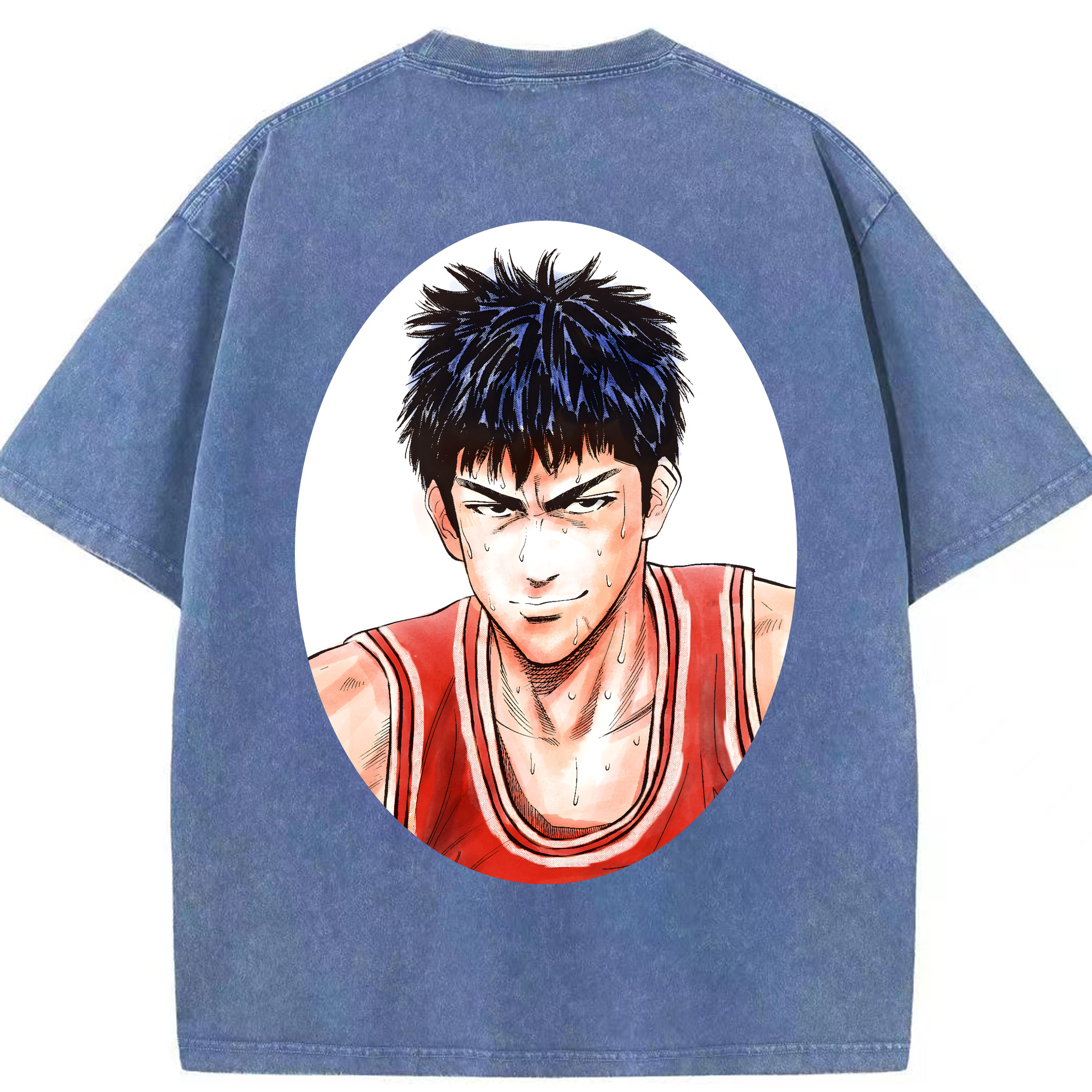 SLAM DUNK／スラムダンク 綿100% ヴィンテージ風 半袖Tシャツ（背面プリント）