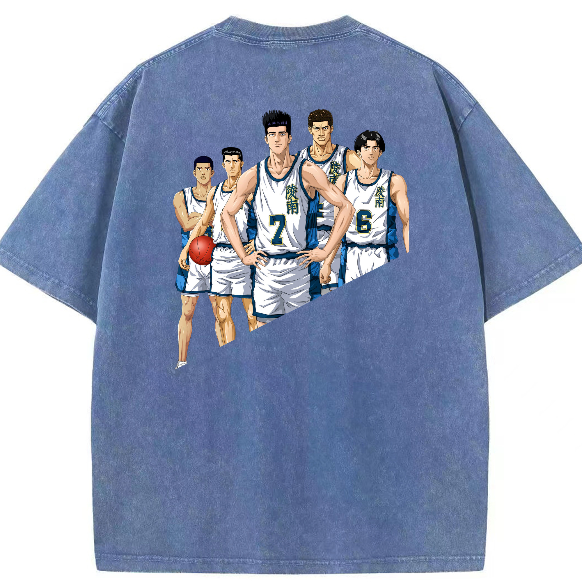 SLAM DUNK／スラムダンク 綿100% ヴィンテージ風 半袖Tシャツ（背面プリント）