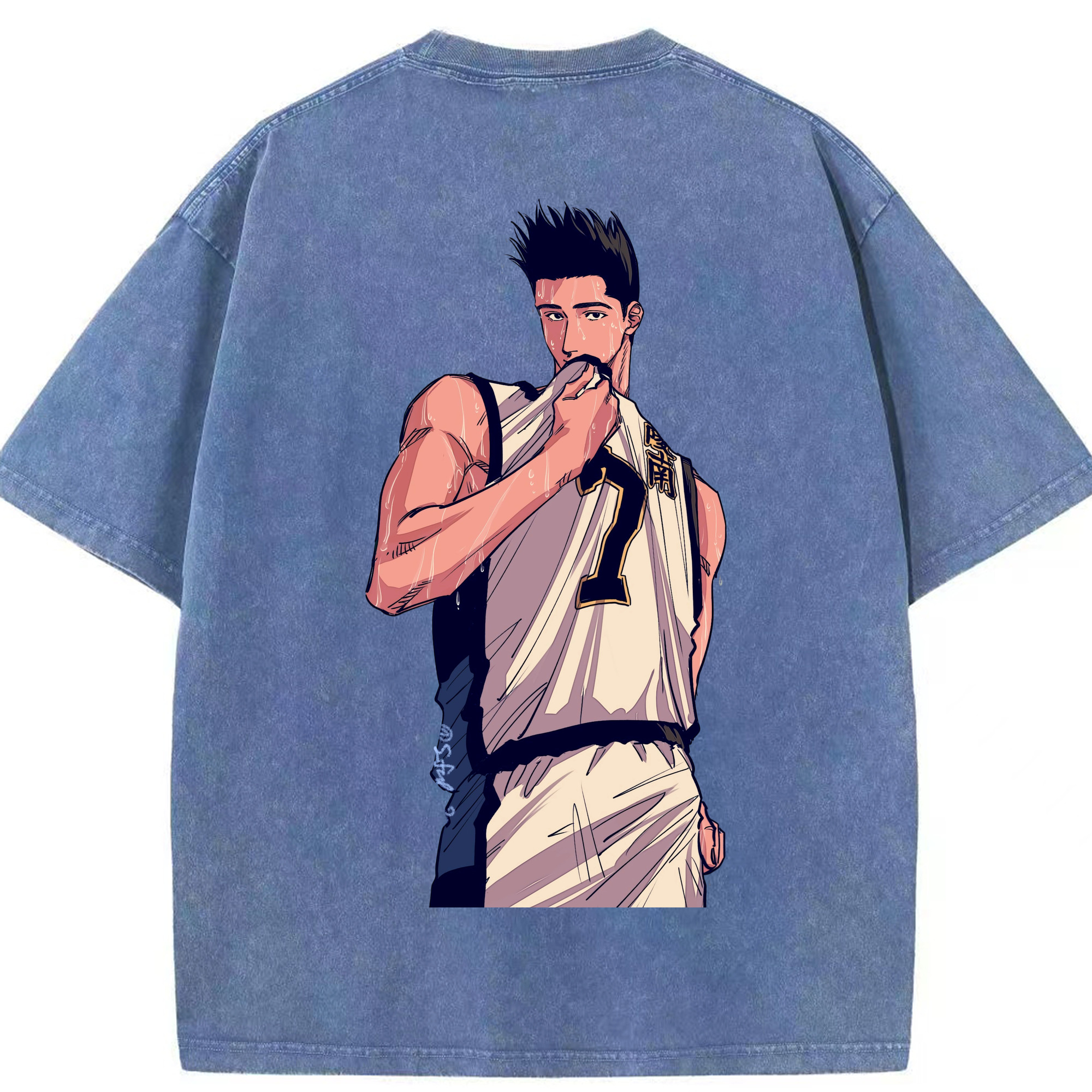 SLAM DUNK／スラムダンク 綿100% ヴィンテージ風 半袖Tシャツ（背面プリント）