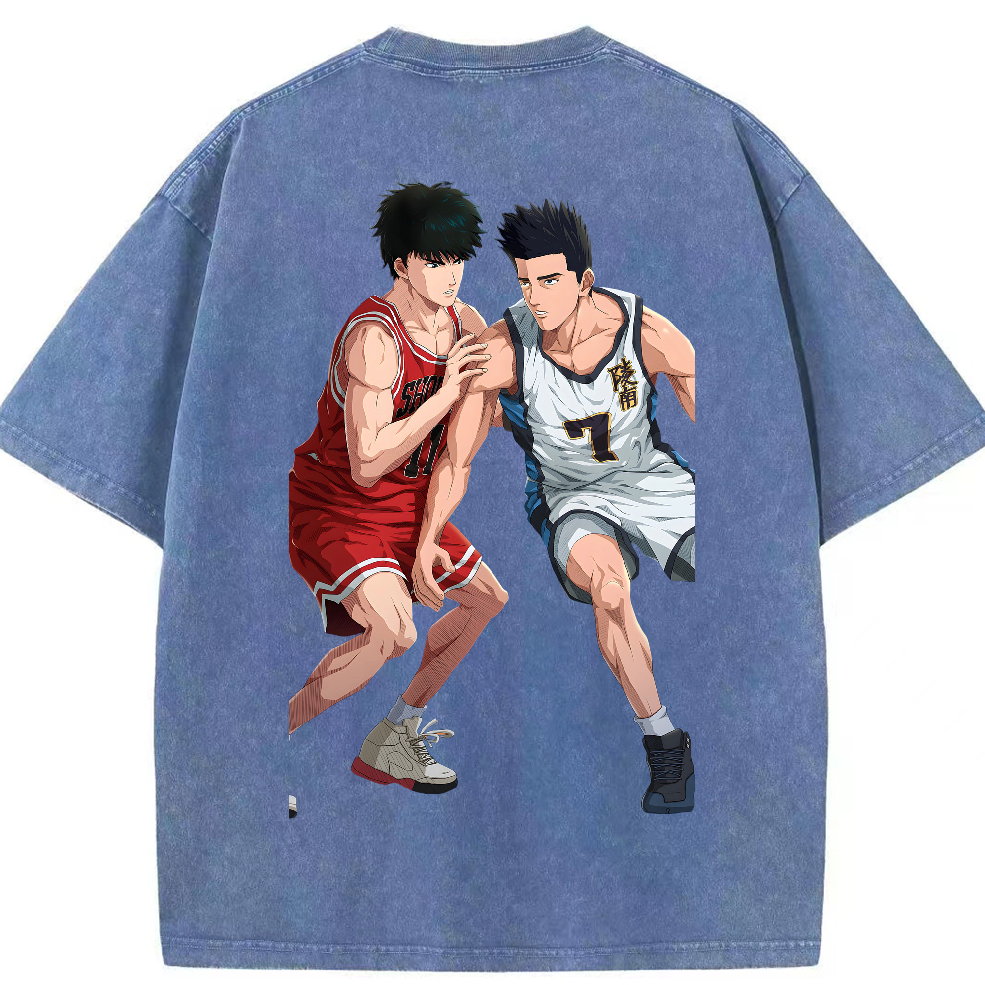SLAM DUNK／スラムダンク 綿100% ヴィンテージ風 半袖Tシャツ（背面プリント）