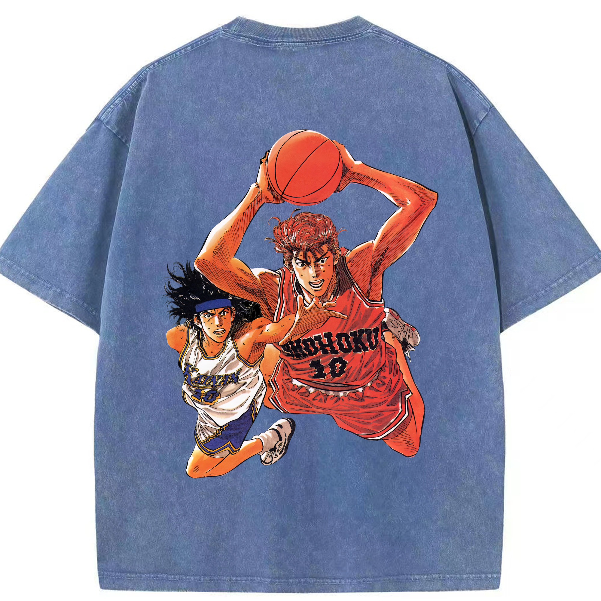 SLAM DUNK／スラムダンク 綿100% ヴィンテージ風 半袖Tシャツ（背面プリント）